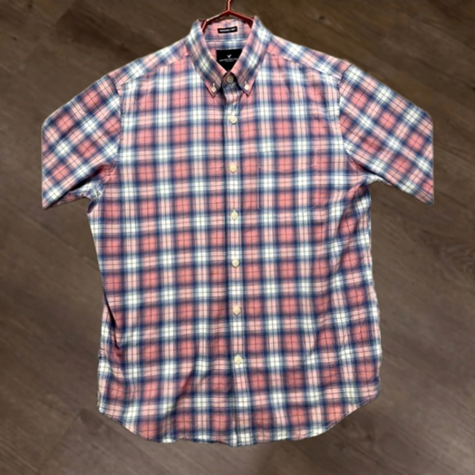 American Eagle Outfitters American Eagle Shirt Adult Medium Pink Blue Plaid Button Up Mens Size US M / EU 48-50 / 2 - 1 Thumbnail