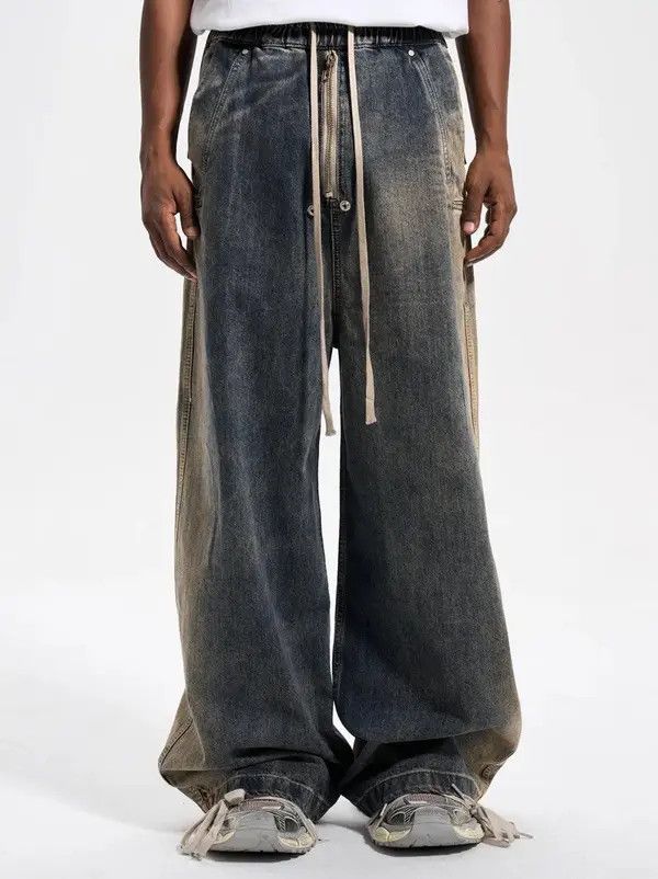 VIBE Baggy Washed Zipper Gradient Vintage Denim Jeans Size US 34 / EU 50 - 1 Thumbnail