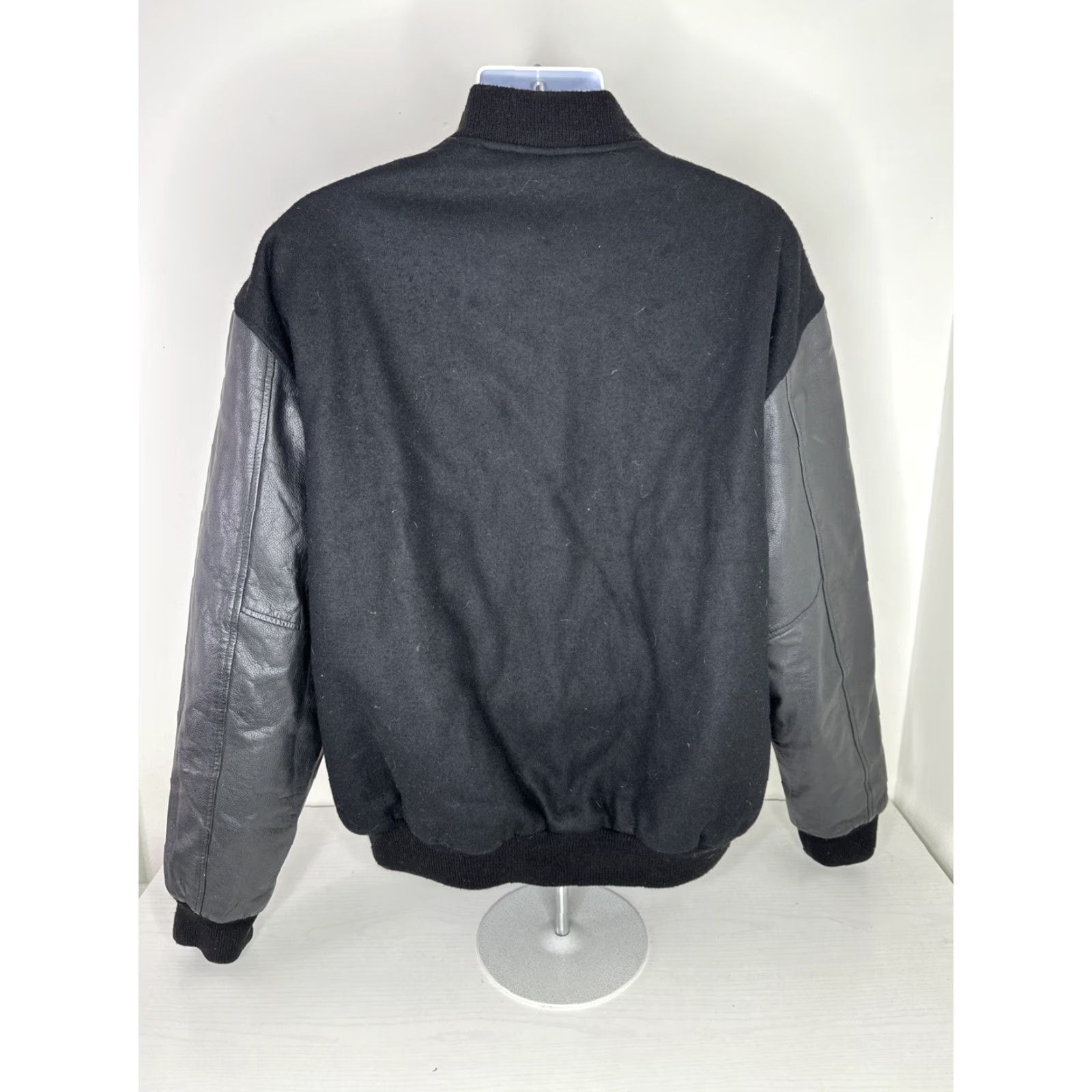 Vintage VINTAGE Black Wool Leather Varsity Jacket Werner Electric Advertising Coat XL Men Coat Black Varsity Jacket 90s Size US XL / EU 56 / 4 - 2 Thumbnail