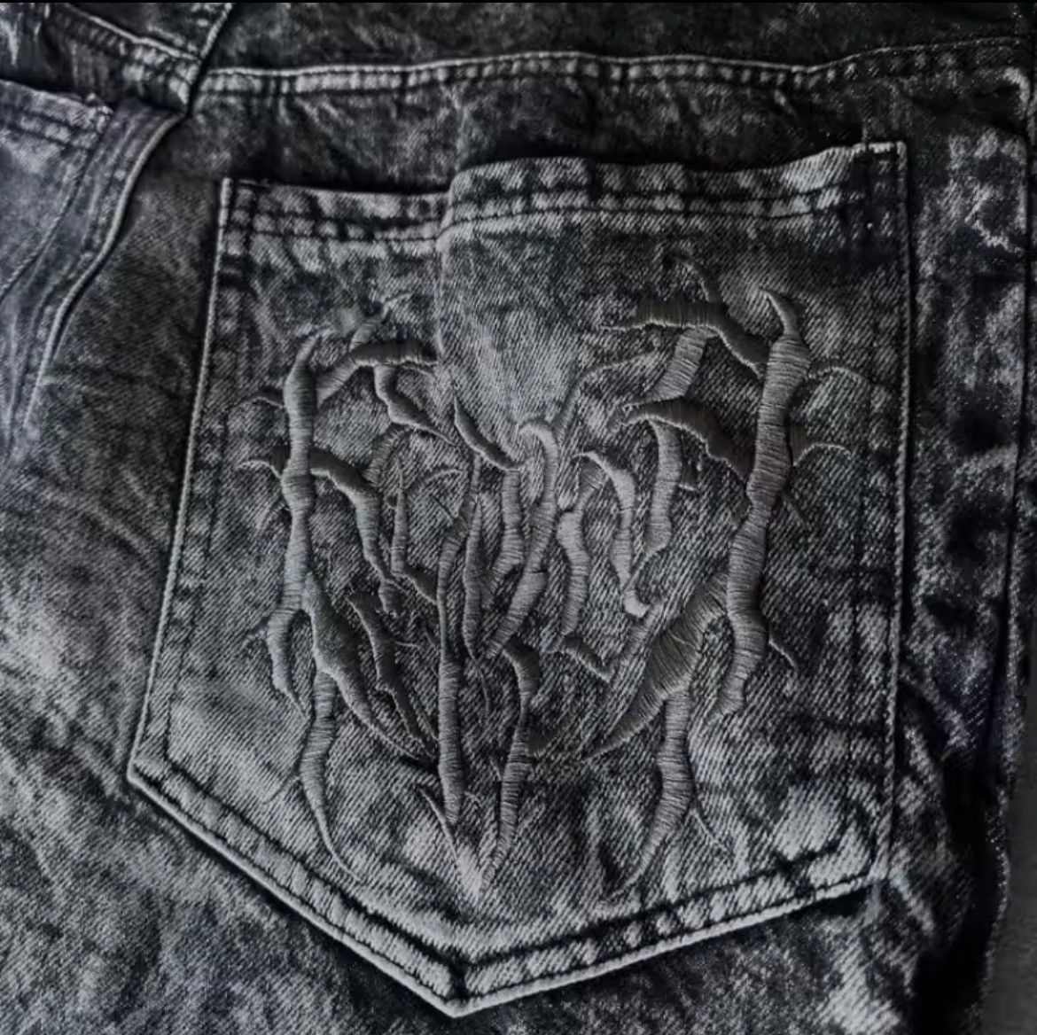 Jean Spider Embroidered Patch Baggy Jeans Size US 31 - 4 Thumbnail
