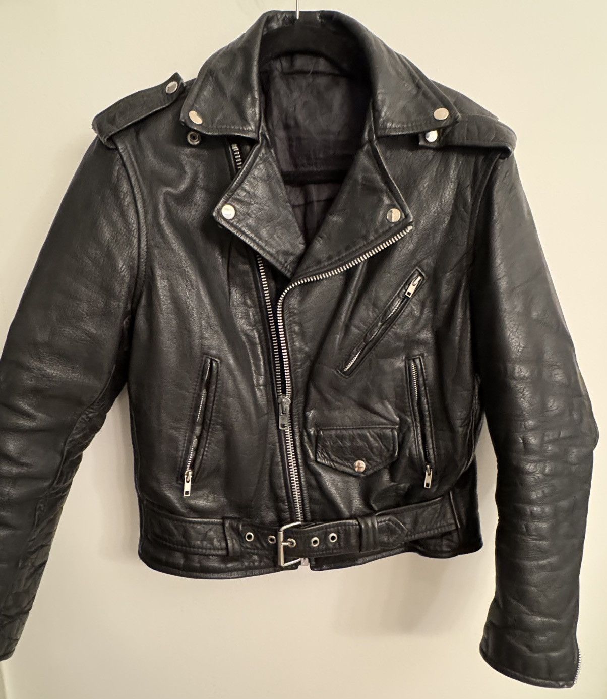 Leather Biker Jacket Vintage Texpeed YKK | eBay