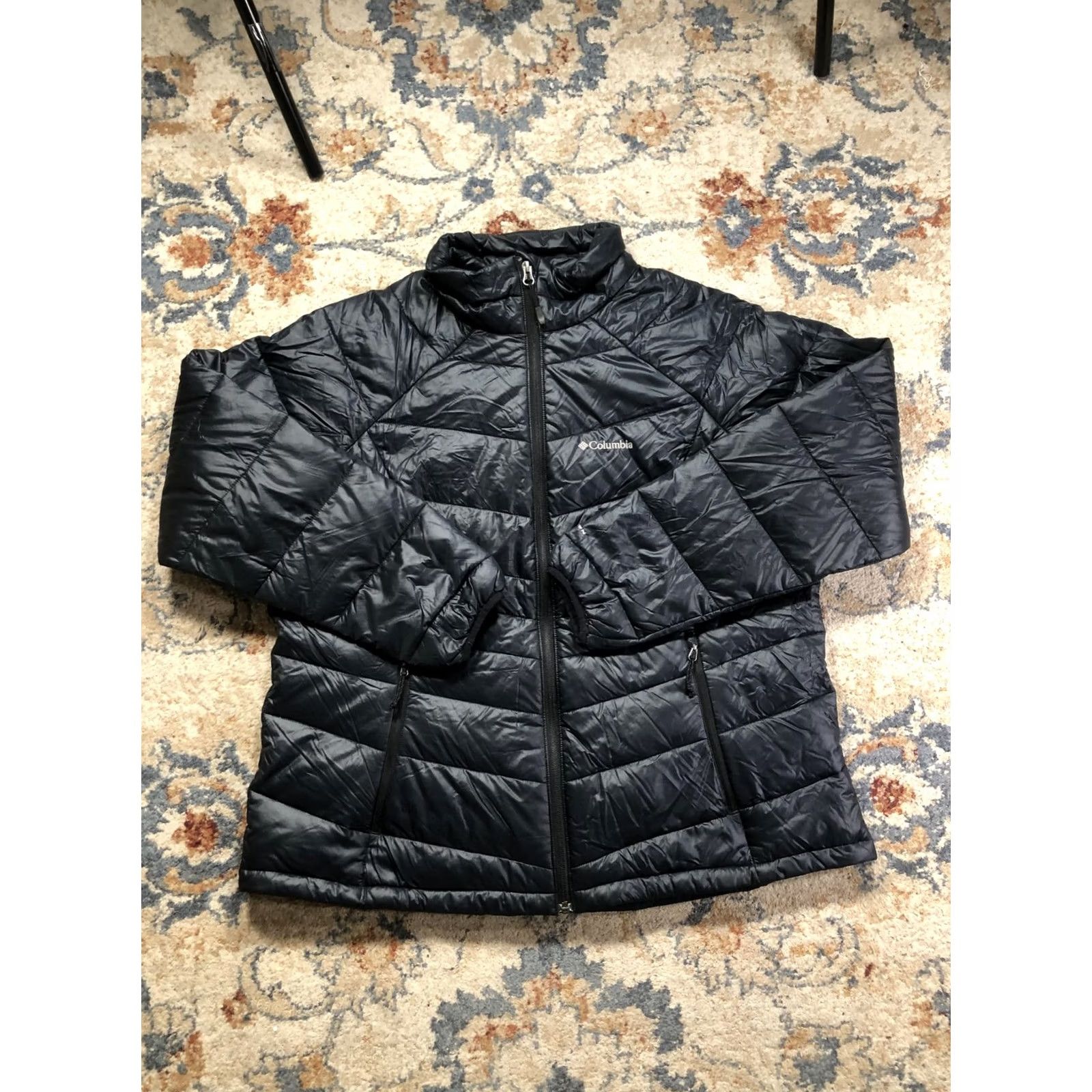 Vintage Columbia Jacket Womens 1X Black Omni-Heat Quilted Puffer Full Zip Outdoor Warm Autumn Winter Short Length Casual Travel Size XL / US 12-14 / IT 48-50 - 5 Thumbnail