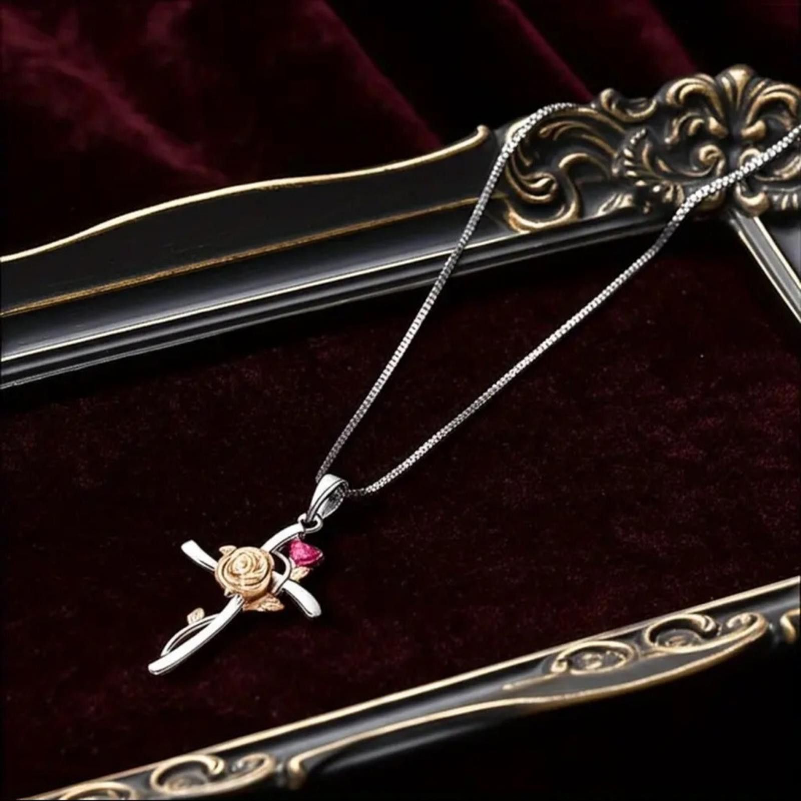 Designer Gold and Silver Plated Cross Pendant Necklace NWT Size ONE SIZE - 1 Thumbnail