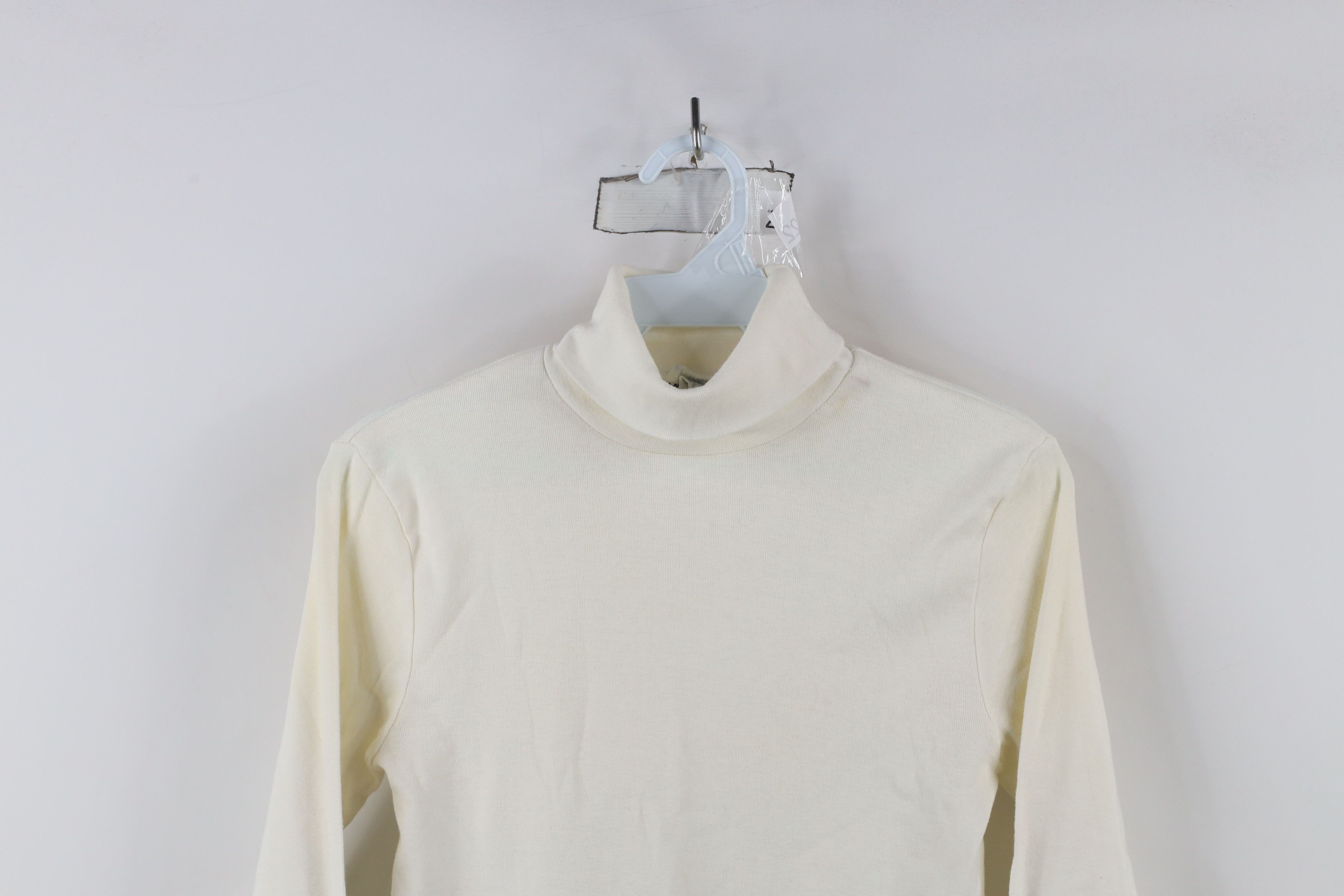 Vintage Vintage 70s Streetwear Blank Knit Turtleneck T-Shirt White Size M / US 6-8 / IT 42-44 - 2 Thumbnail