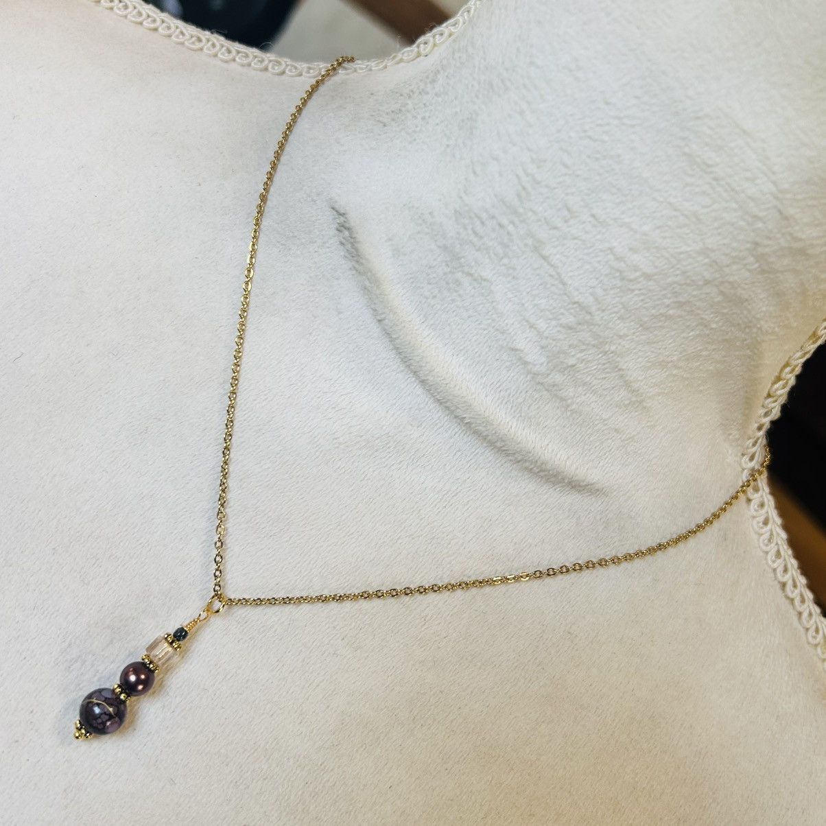Handmade Handcrafted art glass Czech pearl crystal necklace set Size ONE SIZE - 4 Thumbnail