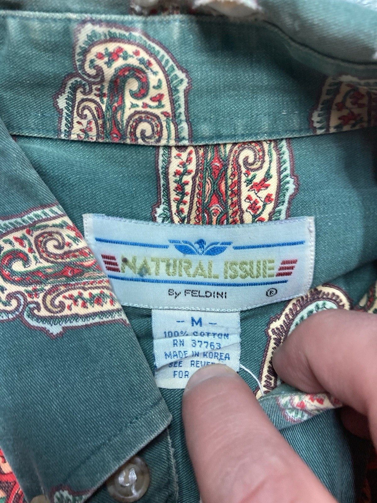 Vintage Vtg button shirt all over print paisley stripe cotton medium Size US M / EU 48-50 / 2 - 3 Thumbnail