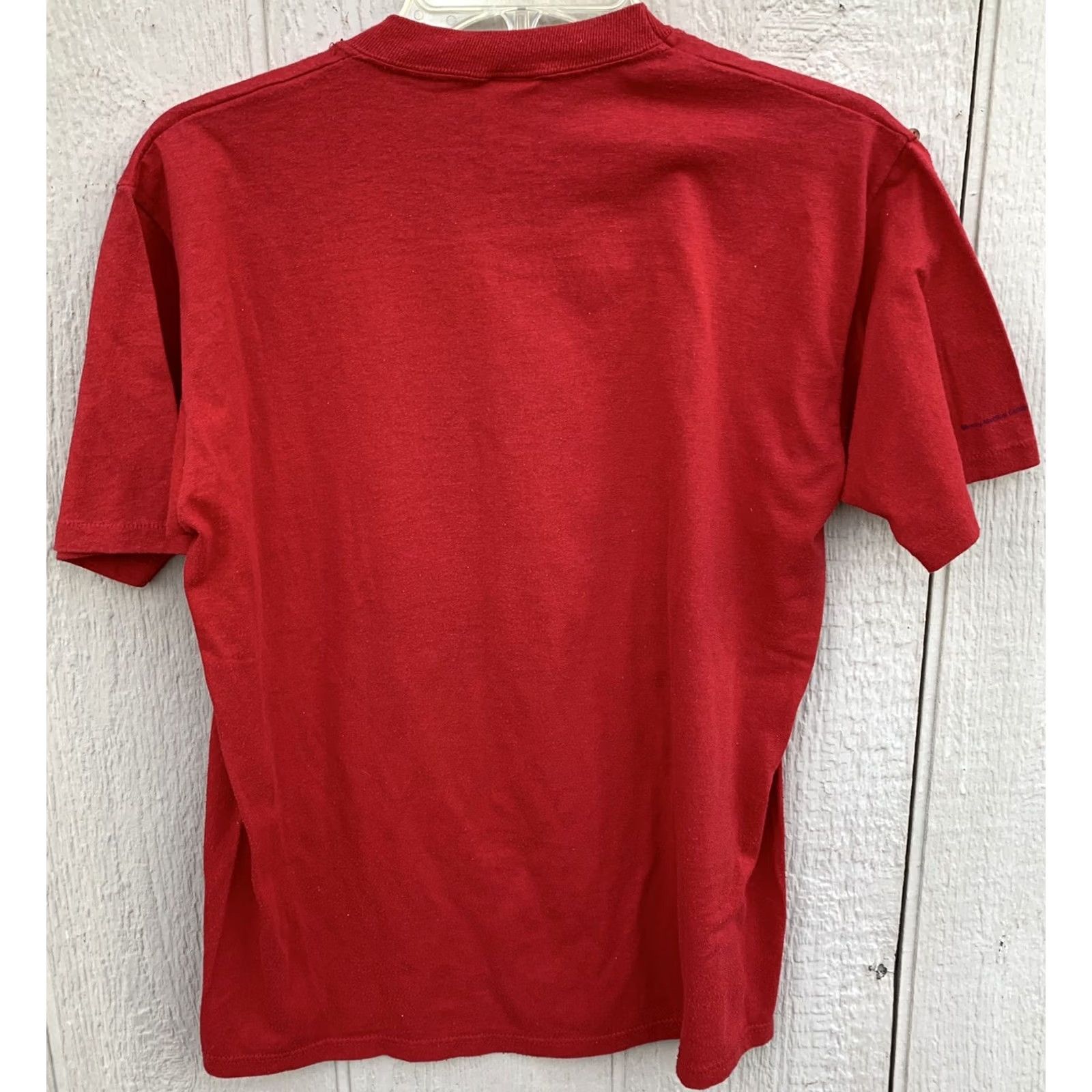 Jerzees Vintage Mt Shasta Run Fourth Of July 91 T Shirt Jan Sousa Graphics Flag L Mens Graphic Tee 50/50 Cotton Blend Red 1991 90s Size US L / EU 52-54 / 3 - 6 Thumbnail