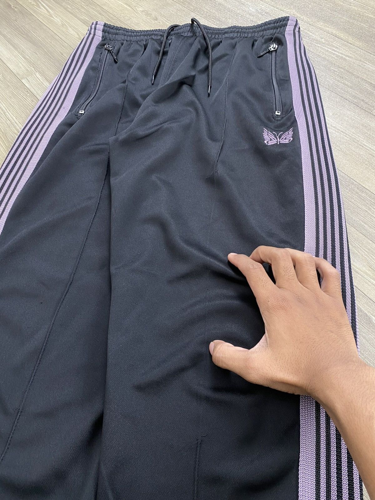 Needles AW17 Needles Poly Smooth Black Purple XL Track Pants Size US 32 / EU 48 - 3 Thumbnail