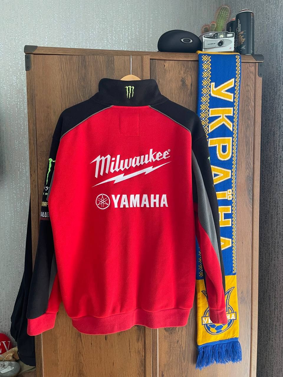 Yamaha Vintage Yamaha Milwaukee Moto Fleece Red Jacket Size US L / EU 52-54 / 3 - 3 Thumbnail