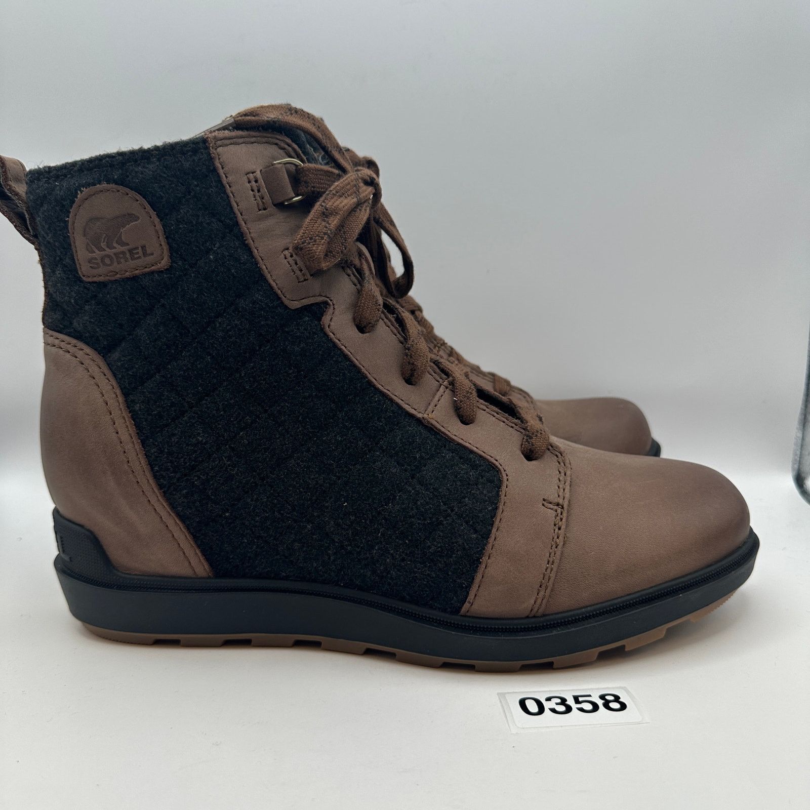 SOREL SOREL Women's 11 Evie II Lace Plus WP Tobacco/Black Boots Size US 11 / IT 41 - 3 Thumbnail