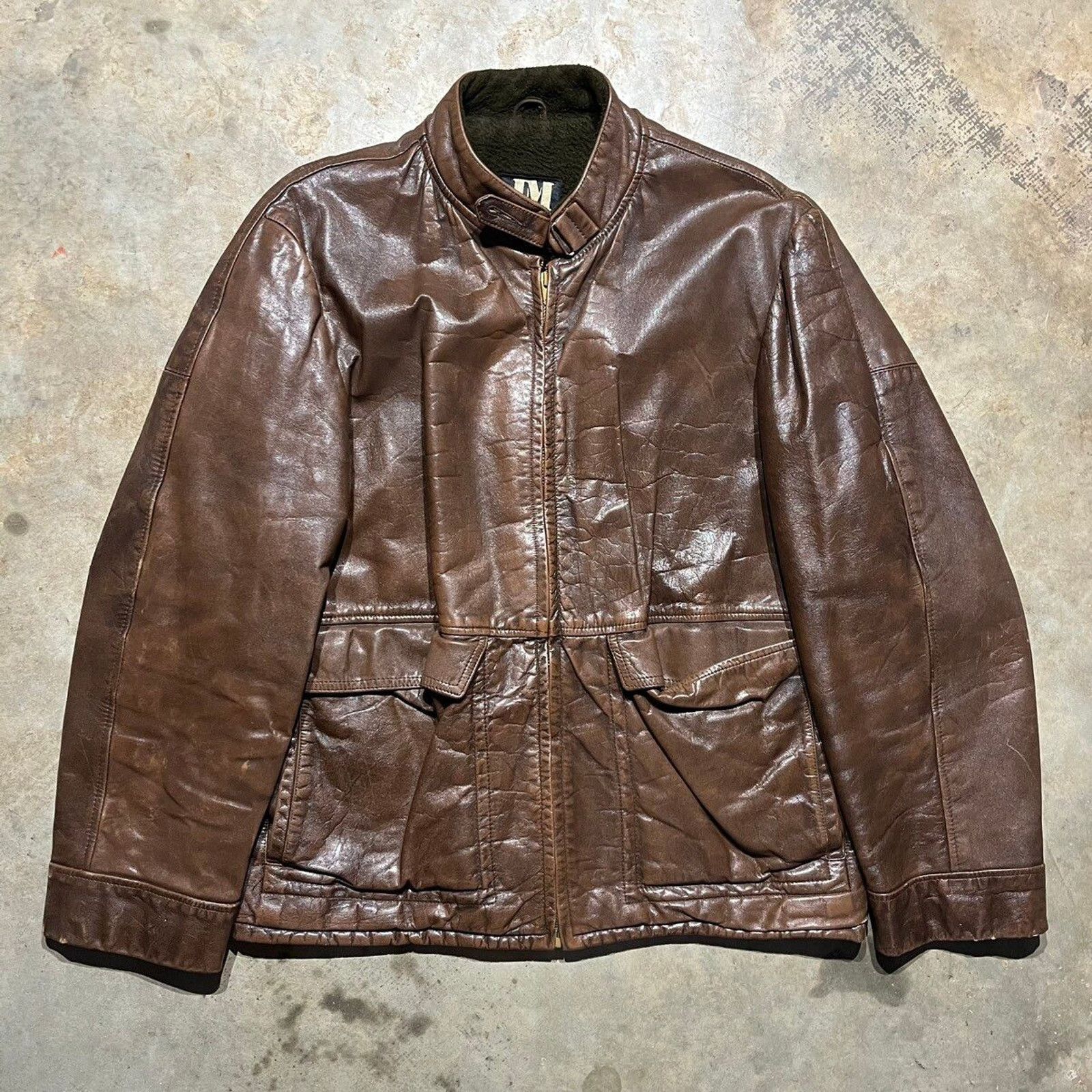image of Vintage 50S 60S Jm Brown Talon Zipper Lined Leather Jacket, Men's (Size Medium)