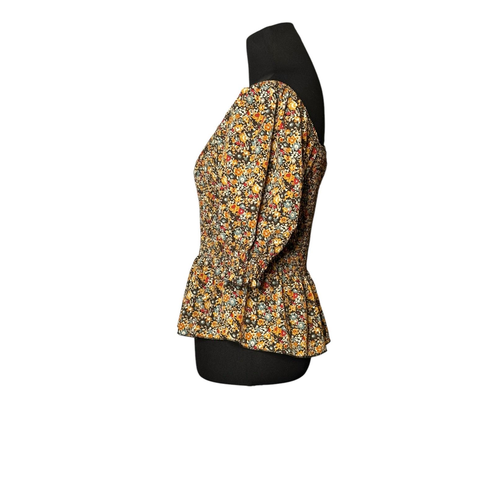 Shein SHEIN yelow blue floral peasant top size Large Size L / US 10 / IT 46 - 6 Thumbnail