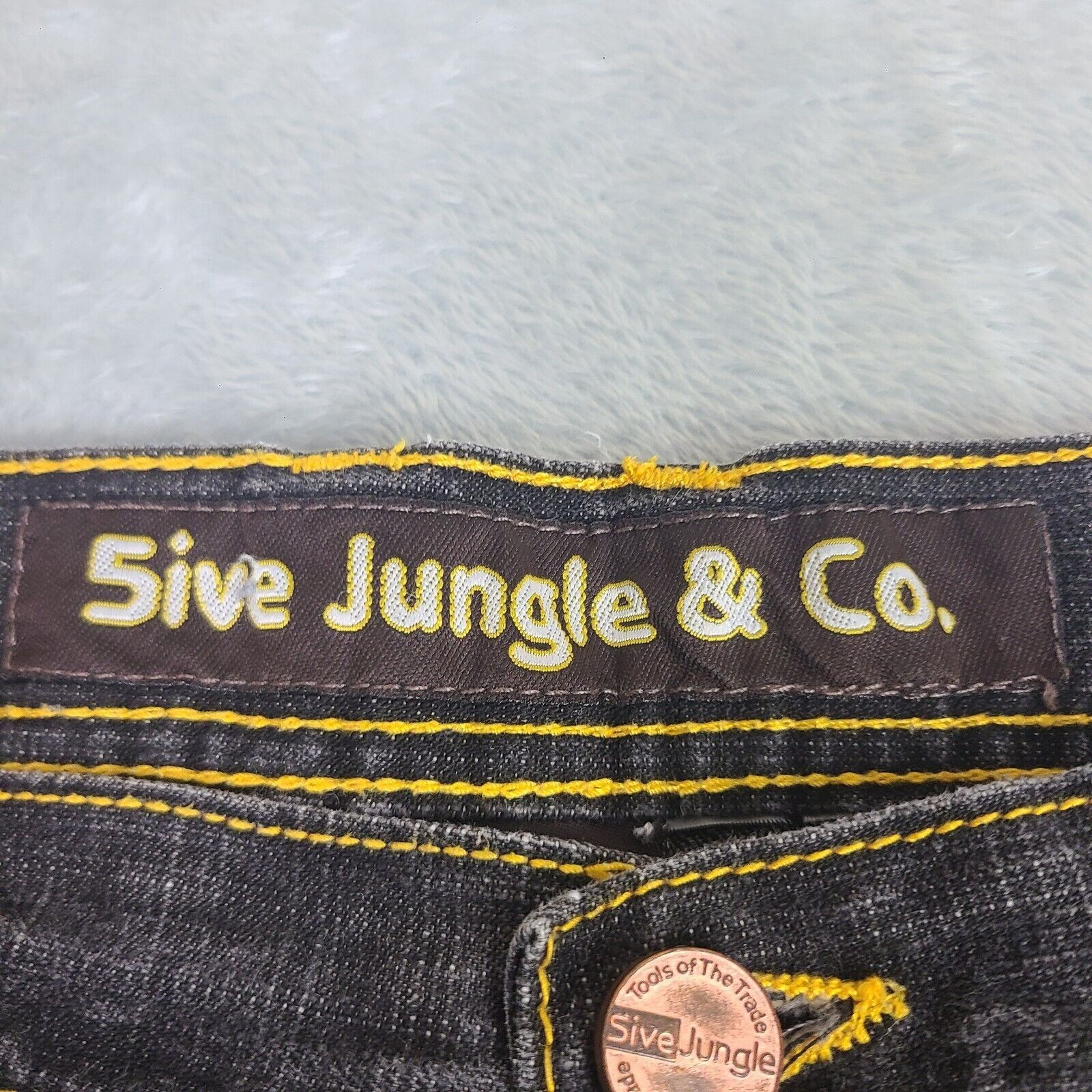 Vintage VTG Five Jungle Mens Y2K Baggy Loose Jean Shorts Black Hip Size US 38 / EU 54 - 2 Thumbnail
