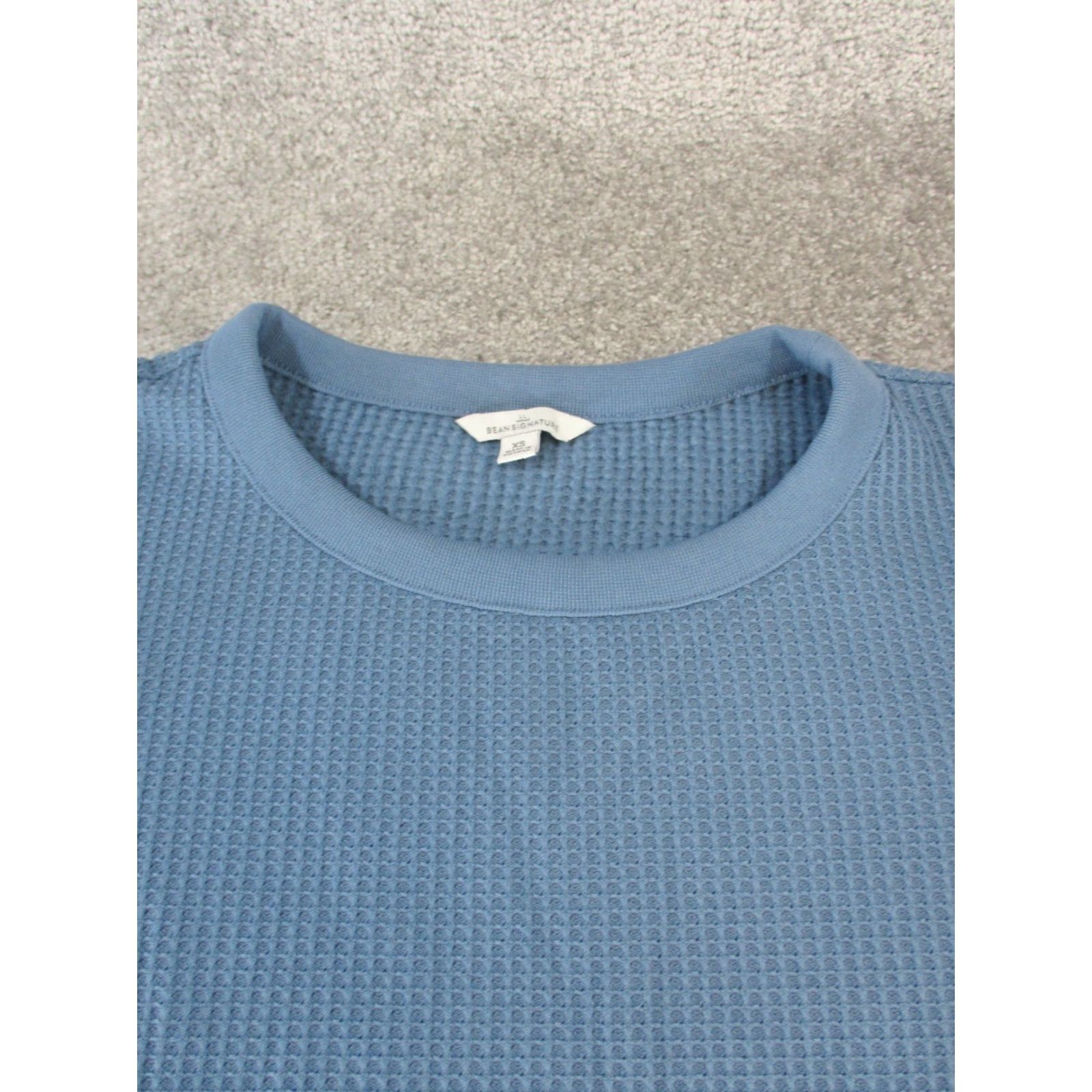 Vintage L.L. Bean Signature Sweater Mens XS Blue Waffle Knit Knitwear Polyester Wool? Size US XS / EU 42 / 0 - 2 Thumbnail