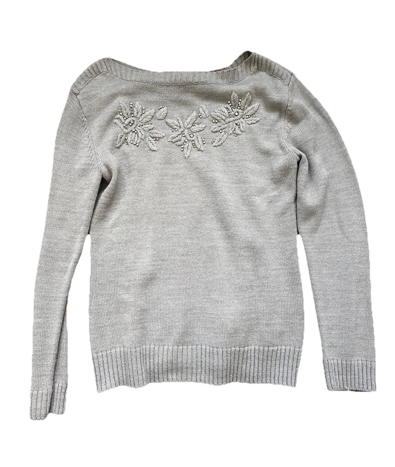 Other New York & Company L Sweater Knit Snowflake Beaded Size L / US 10 / IT 46 - 1 Thumbnail
