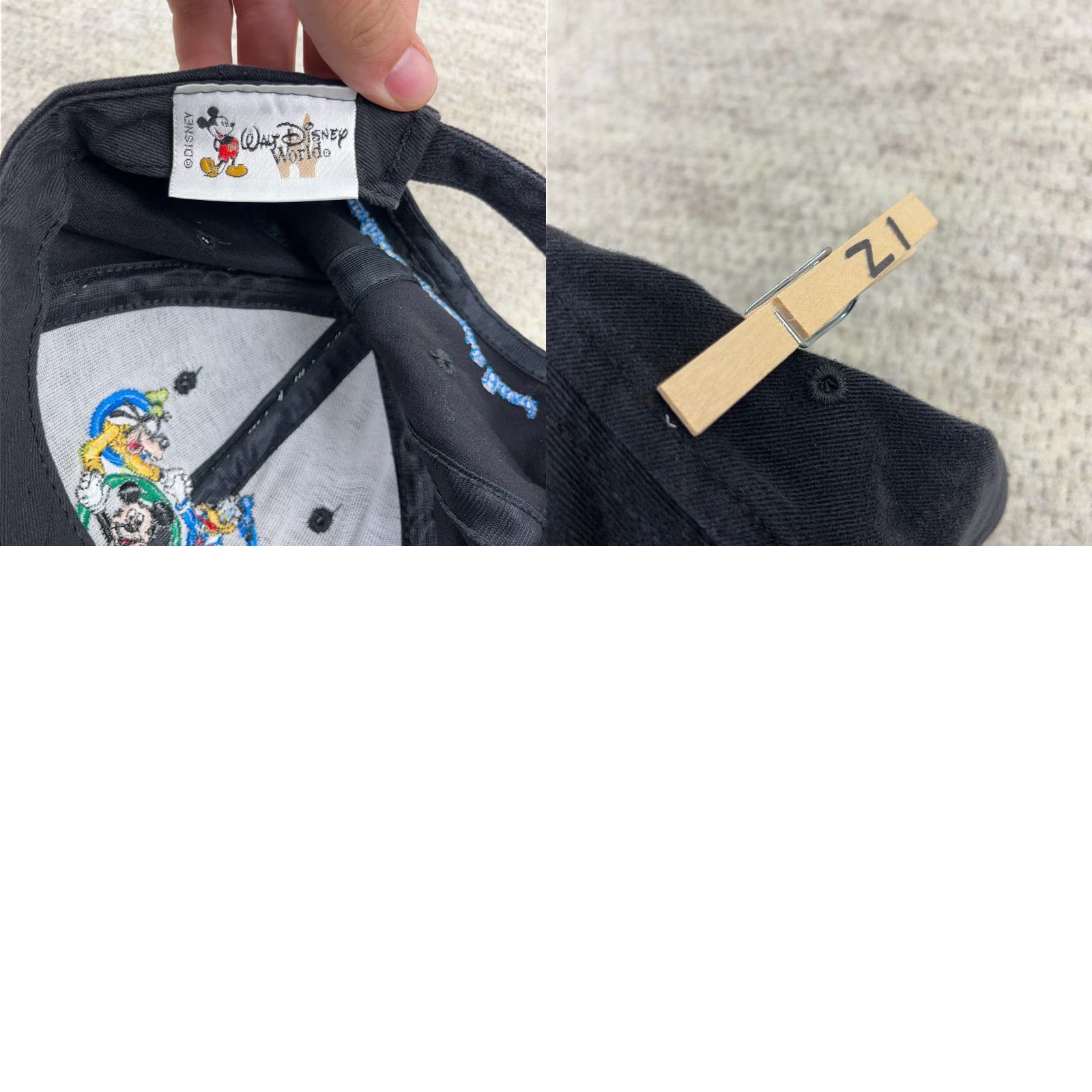 Disney VINTAGE Disney Hat Cap Baseball Cap Mens One Size Black 90s Goofy Mickey Donald Cartoon Logo Adjustable Strap Back Size ONE SIZE - 8 Thumbnail