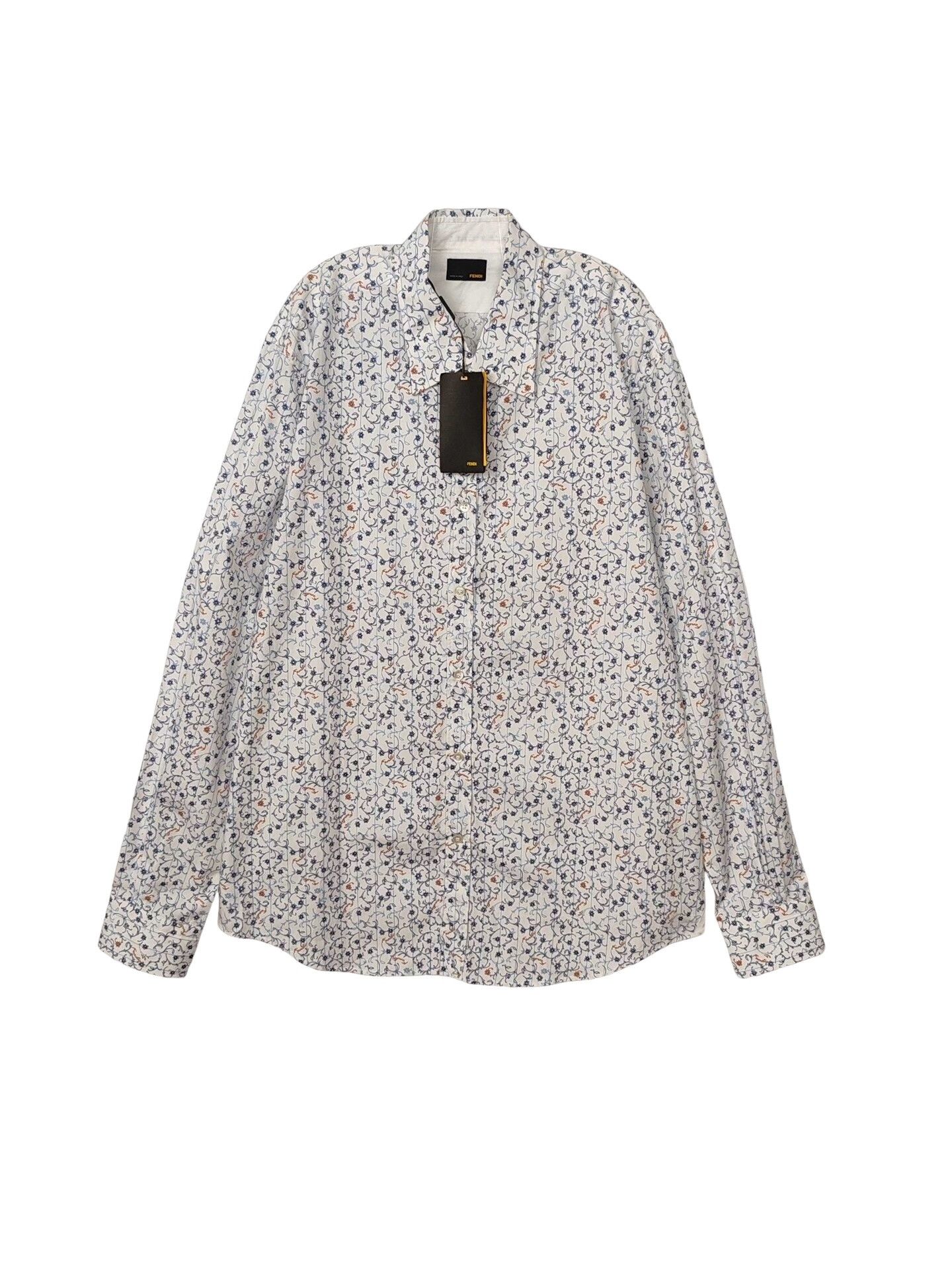 Fendi Fendi Floral Logo Print Button Up Shirt Size L Size US L / EU 52-54 / 3 - 1 Thumbnail