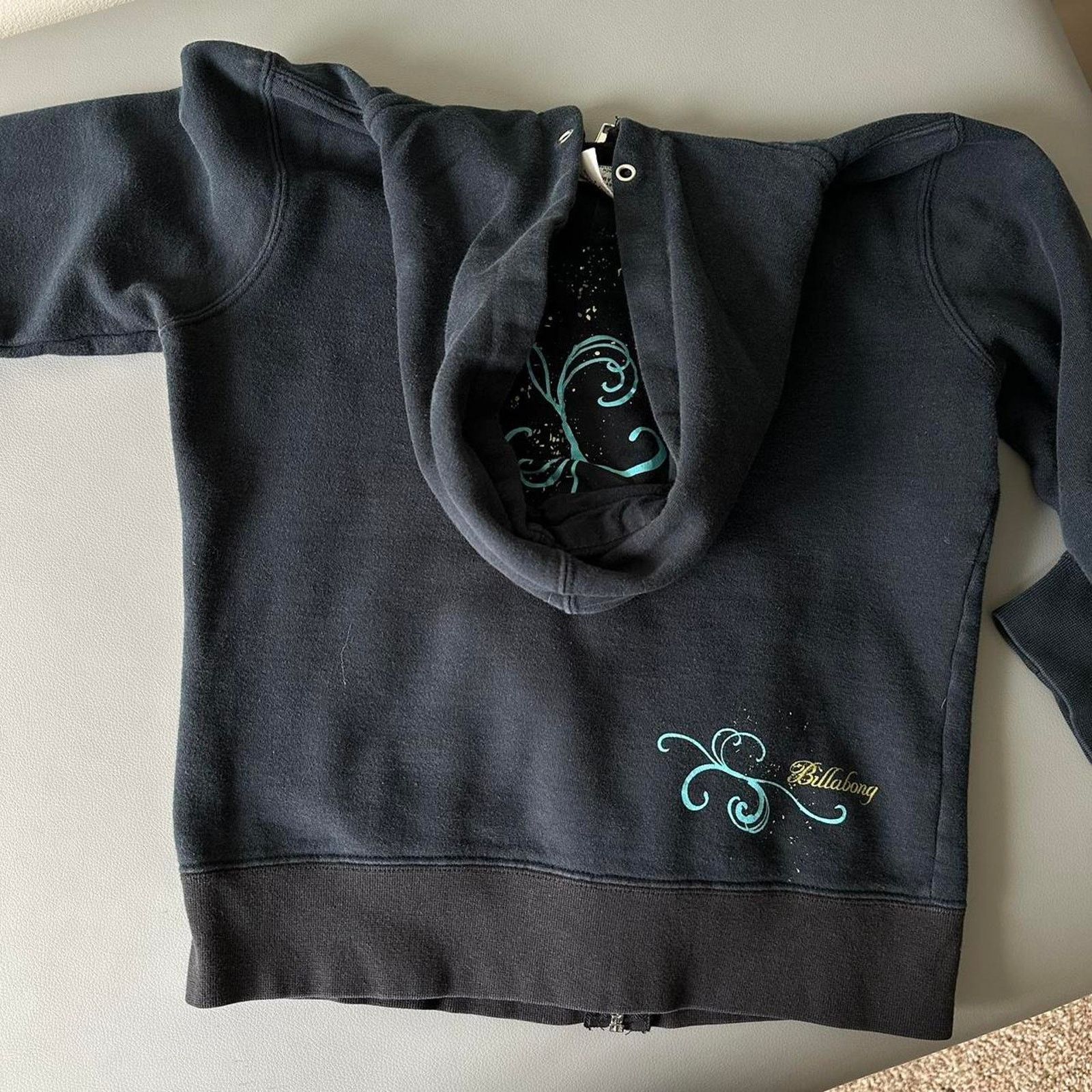 Billabong Vintage Y2K Billabong Black Faded Zip Up Hoodie Sweatshirt Size S / US 4 / IT 40 - 8 Thumbnail