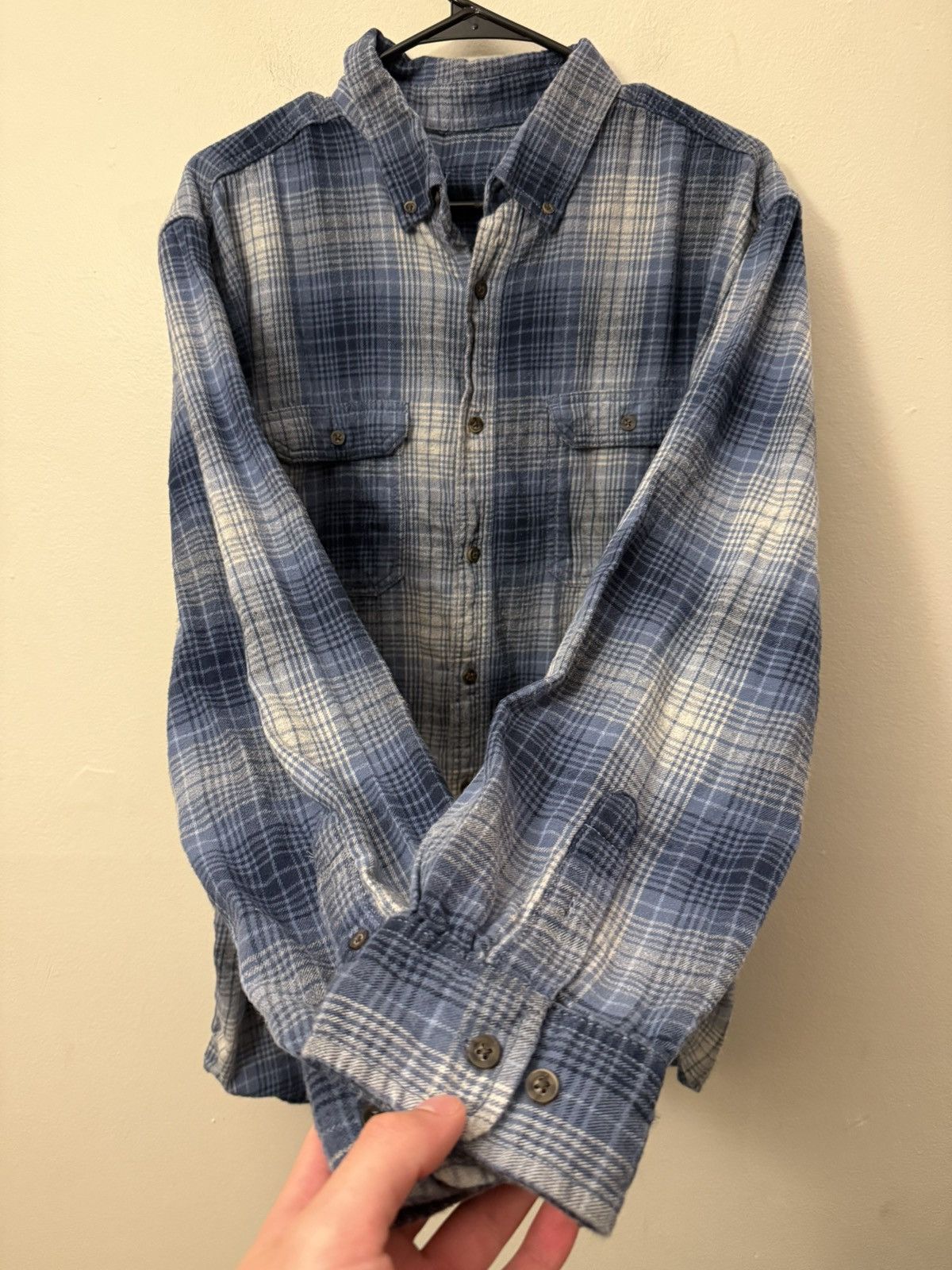 Vintage (XL) BEAUTIFUL FADED VINTAGE Blue Flannel Button Up Shirt Size US XL / EU 56 / 4 - 2 Thumbnail