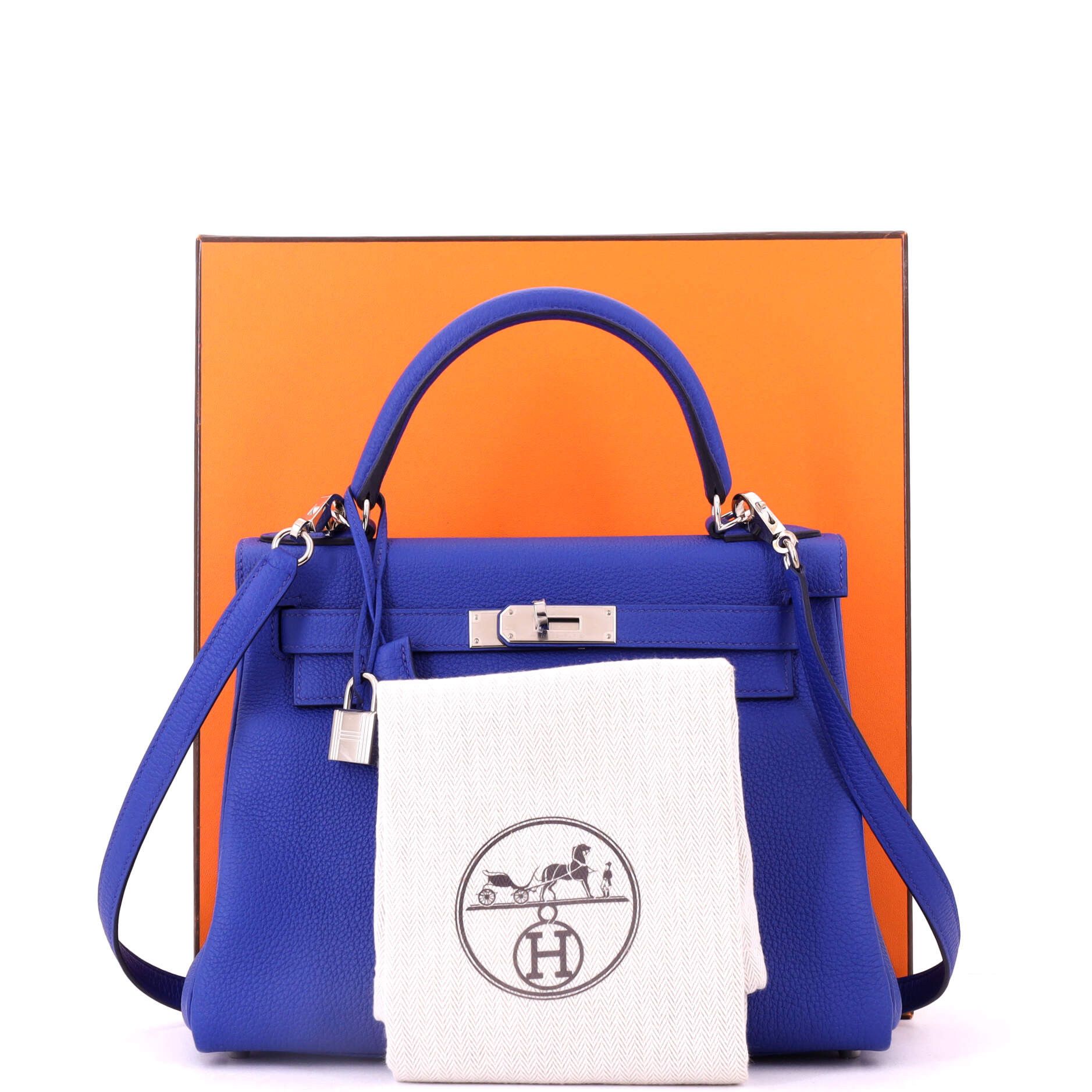 Hermes Kelly Handbag Blue Togo with Palladium Hardware 28 Size ONE SIZE - 1 Thumbnail