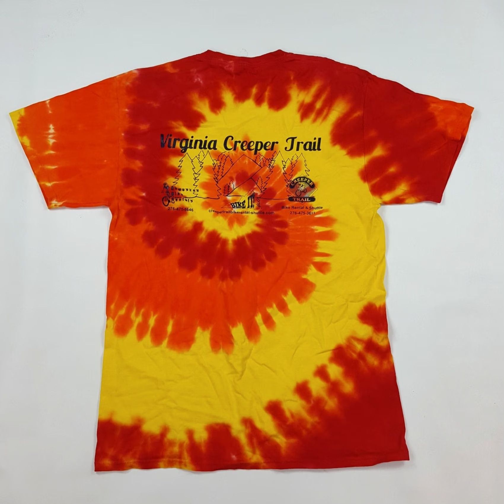 Vintage Vintage Virginia Creeper Trail Tie-Dye T Shirt M Adult Orange Bike Race Retro VA Men Size US M / EU 48-50 / 2 - 6 Thumbnail