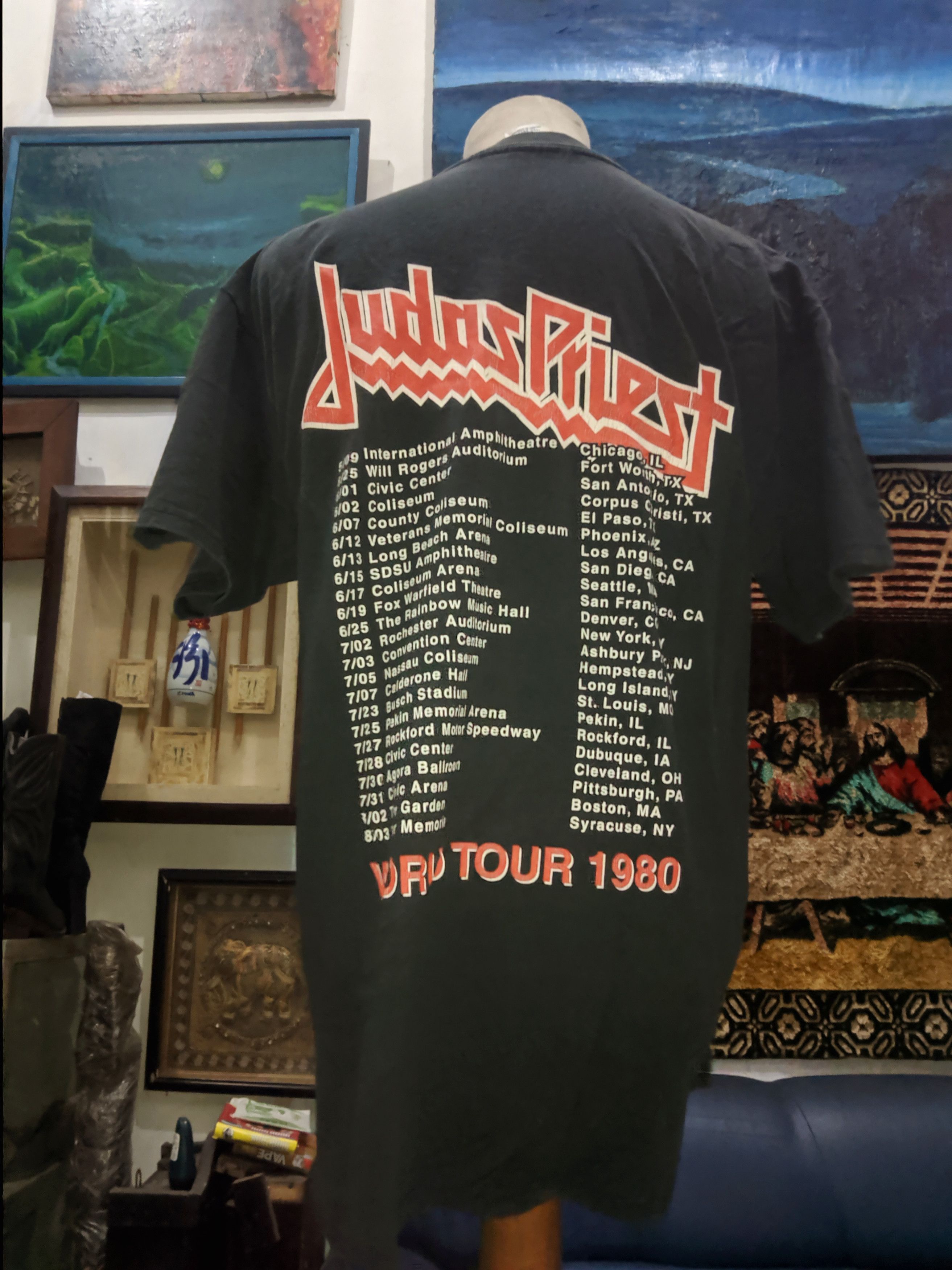 Band Tees Judas Priest Iron Maiden U2 The Cure Madonna Napalm Death Size US L / EU 52-54 / 3 - 6 Thumbnail