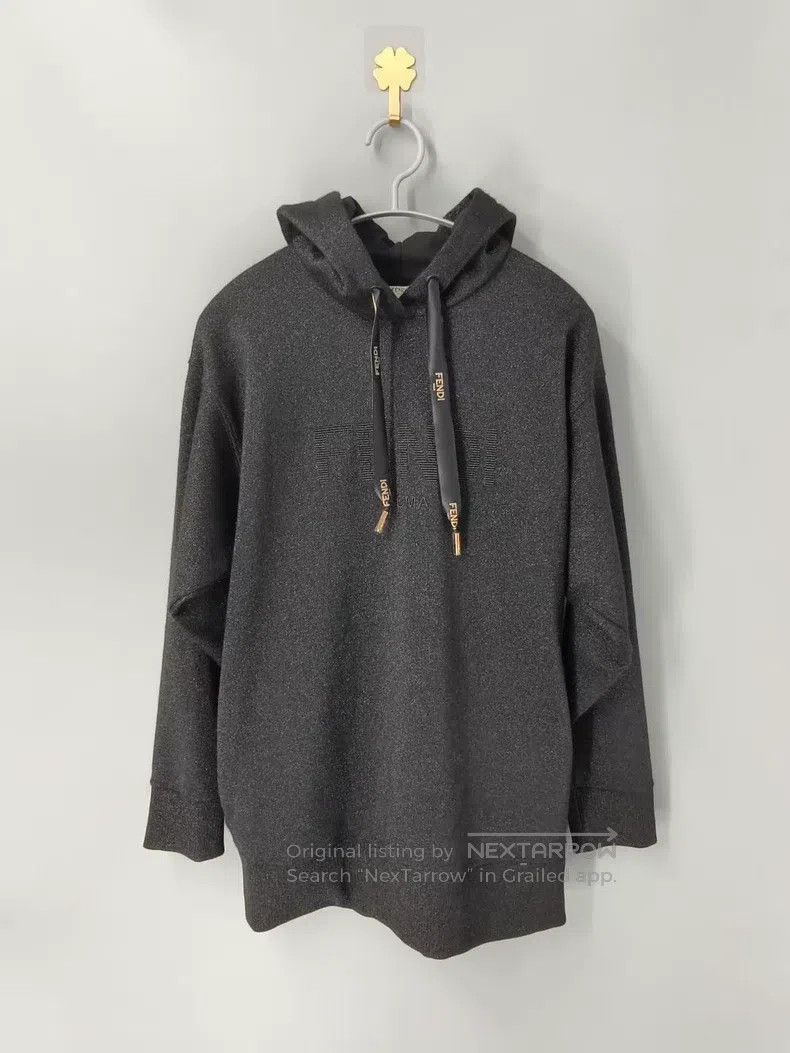 Fendi Wool Blend Chest Logo Solid Color Hoodie