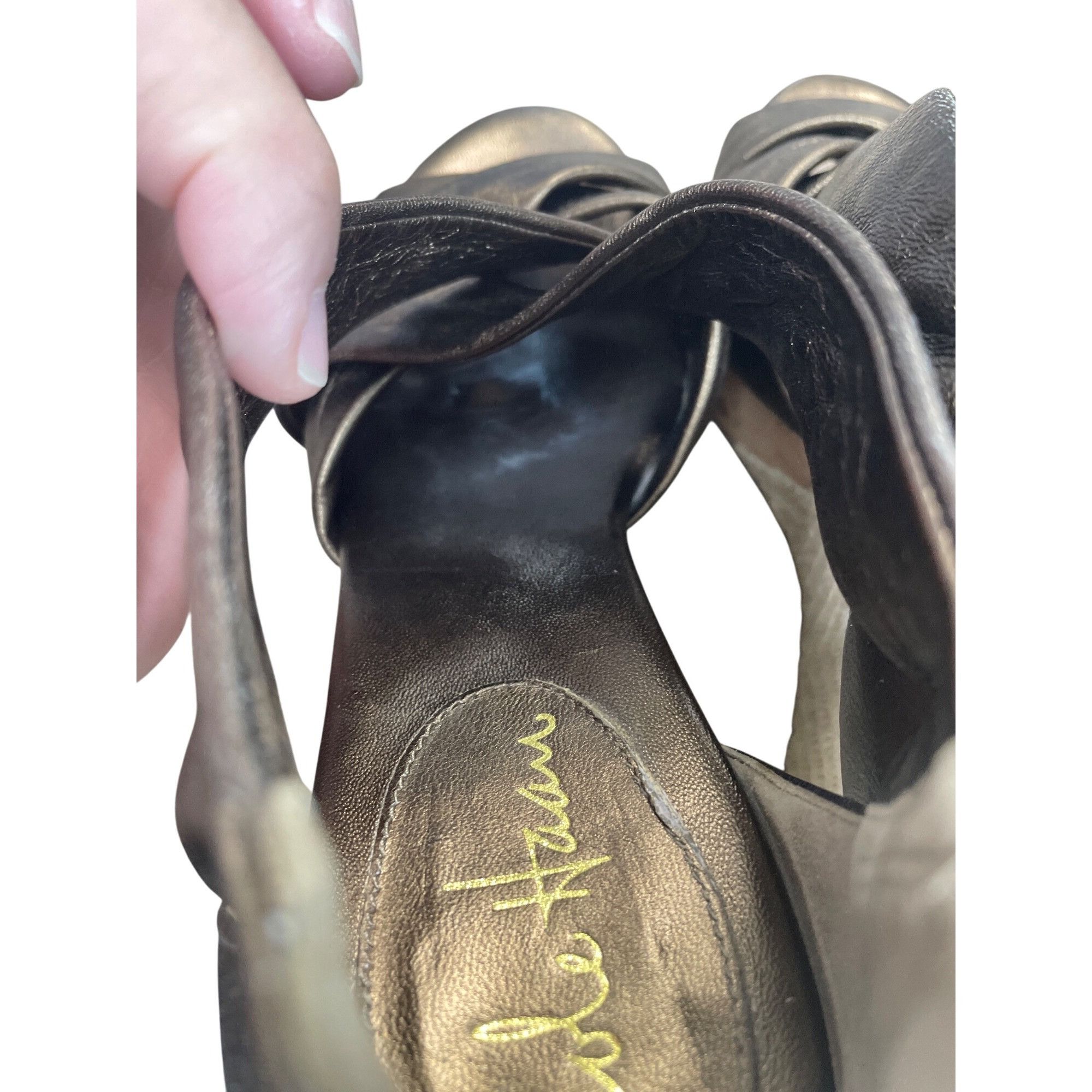 Cole Haan Cole Haan Womans Gold Beige 4" Wedge Heels Shoes Sz 9527 Size US 8 / IT 38 - 10 Thumbnail