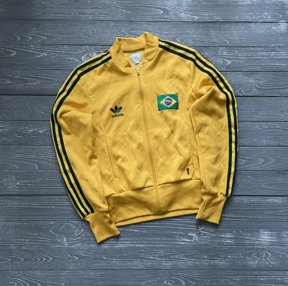 image of Adidas Brasil Track Jacket Womens Size 38 M Retro Casual Top in Yellow
