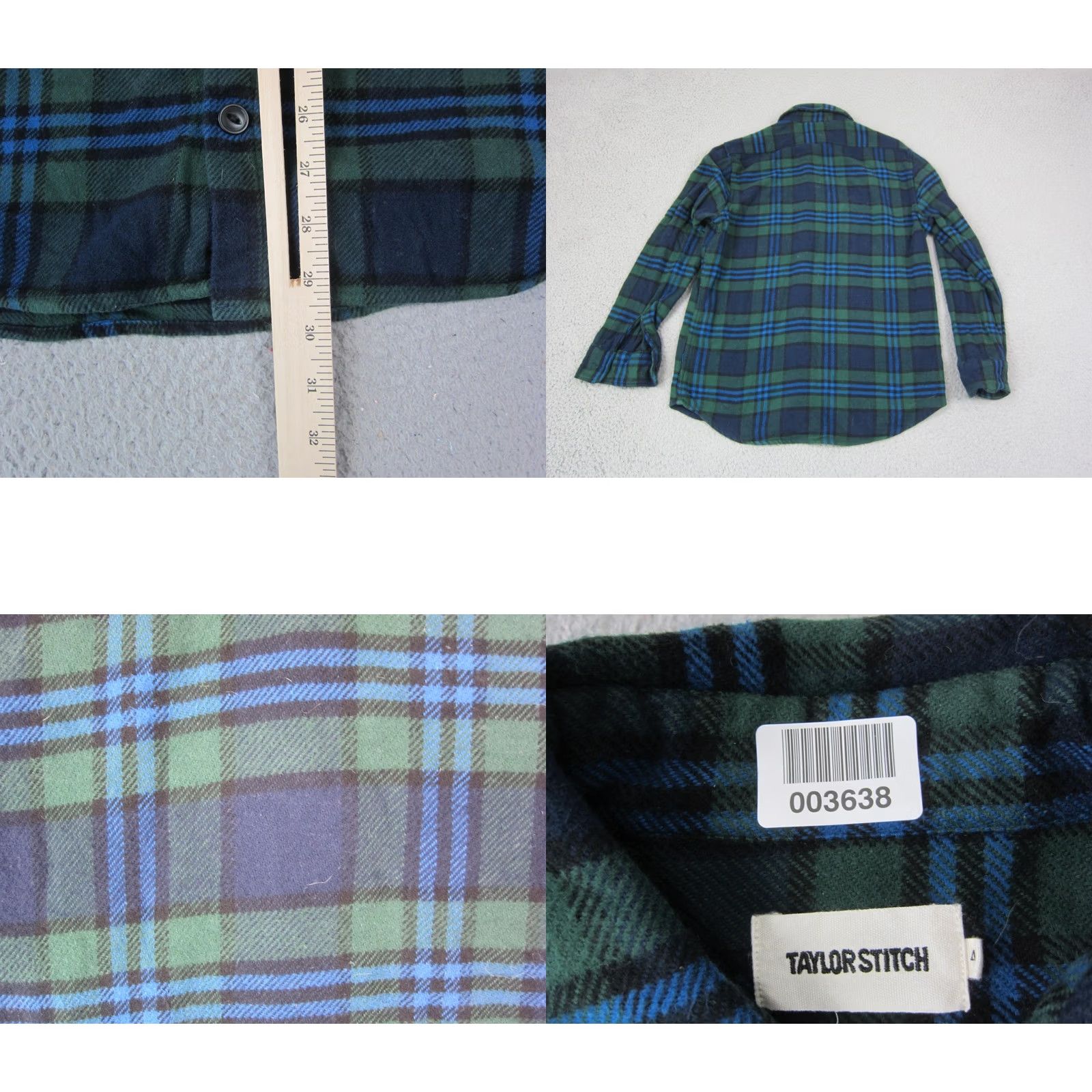 Taylor Stitch Taylor Stitch Shirt 40 Mens Blue Green Plaid Flannel Organic Cotton 90s Size US L / EU 52-54 / 3 - 9 Thumbnail