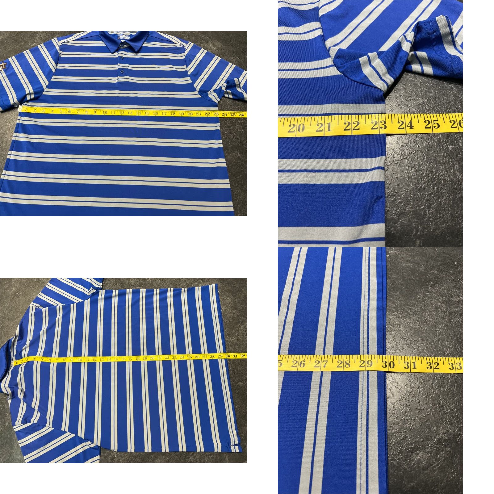 Under Armour Under Armour Golf Polo Shirt Blue Striped Adult Large Performance Mens Size US L / EU 52-54 / 3 - 8 Thumbnail