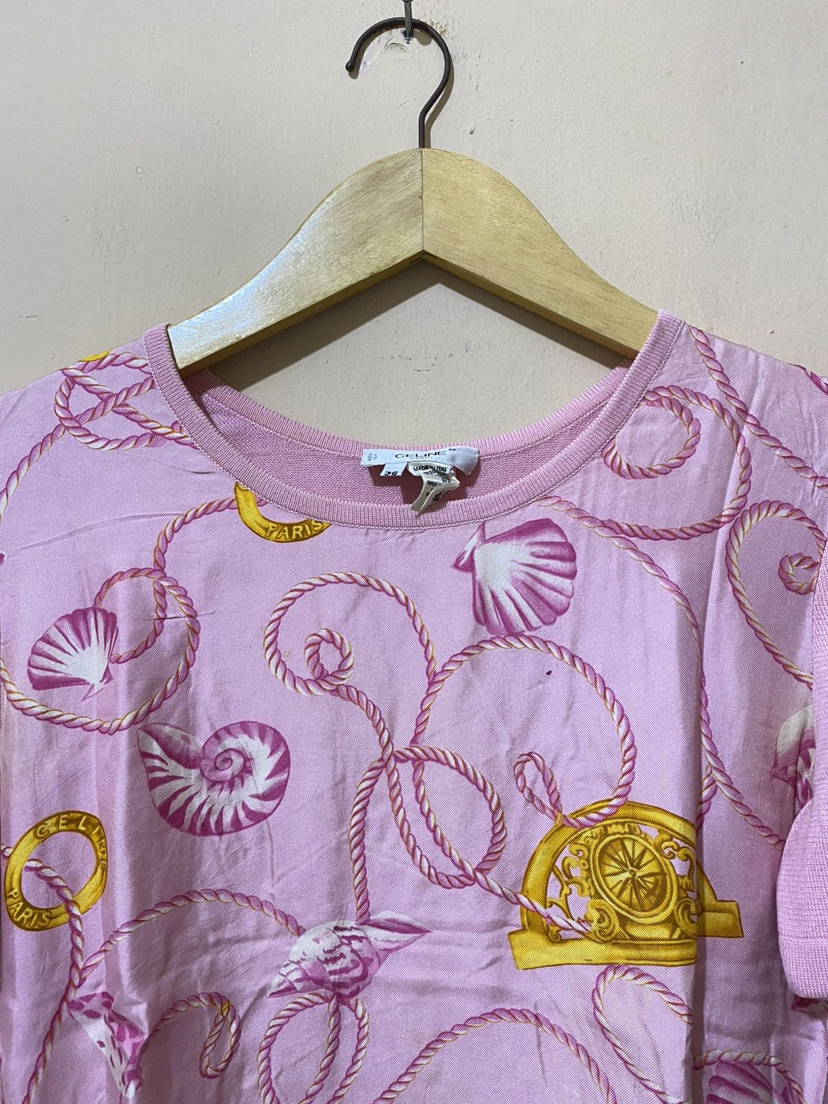 Celine 90s Celine Boroque Tshirt Knit Size XS / US 0-2 / IT 36-38 - 4 Thumbnail