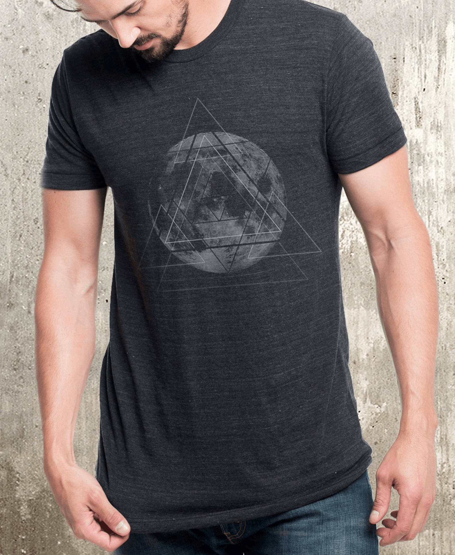 Designer × Vintage Men's Moon & Geometry Graphic T-Shirt Size US M / EU 48-50 / 2 - 3 Thumbnail