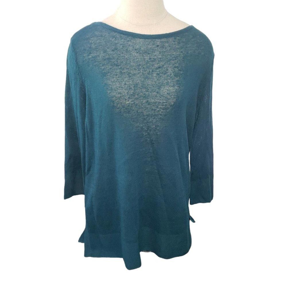 Designer CT794 J.Jill Ladies Dark Teal Crew Neck Sweater M Size M / US 6-8 / IT 42-44 - 1 Thumbnail