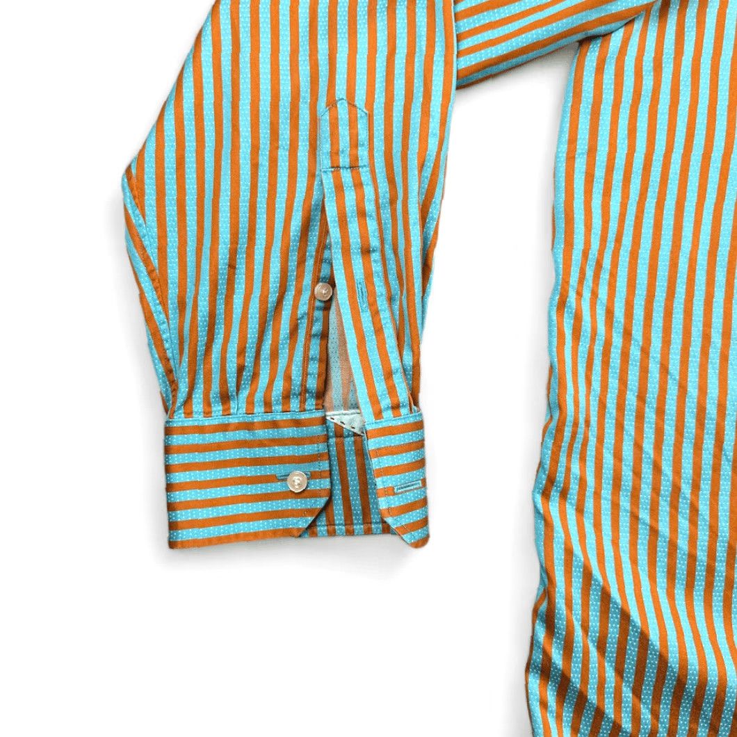 Robert Graham Robert Graham Shirt Adult XL Blue Striped Button-Down, Long Sleeve, Cotton, 27 Chest, 33 Length, Regular Fit, 47 Tag Size, Button Closure, Collared Size 46R - 6 Thumbnail