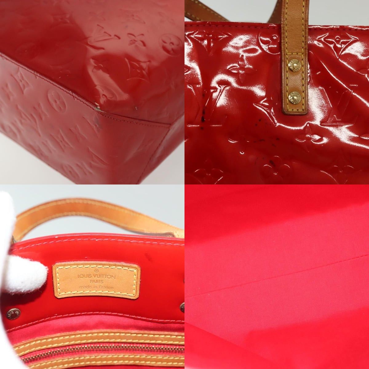 Louis Vuitton LOUIS VUITTON Monogram Vernis Reade MM Hand Bag Red Rouge Size ONE SIZE - 11 Thumbnail