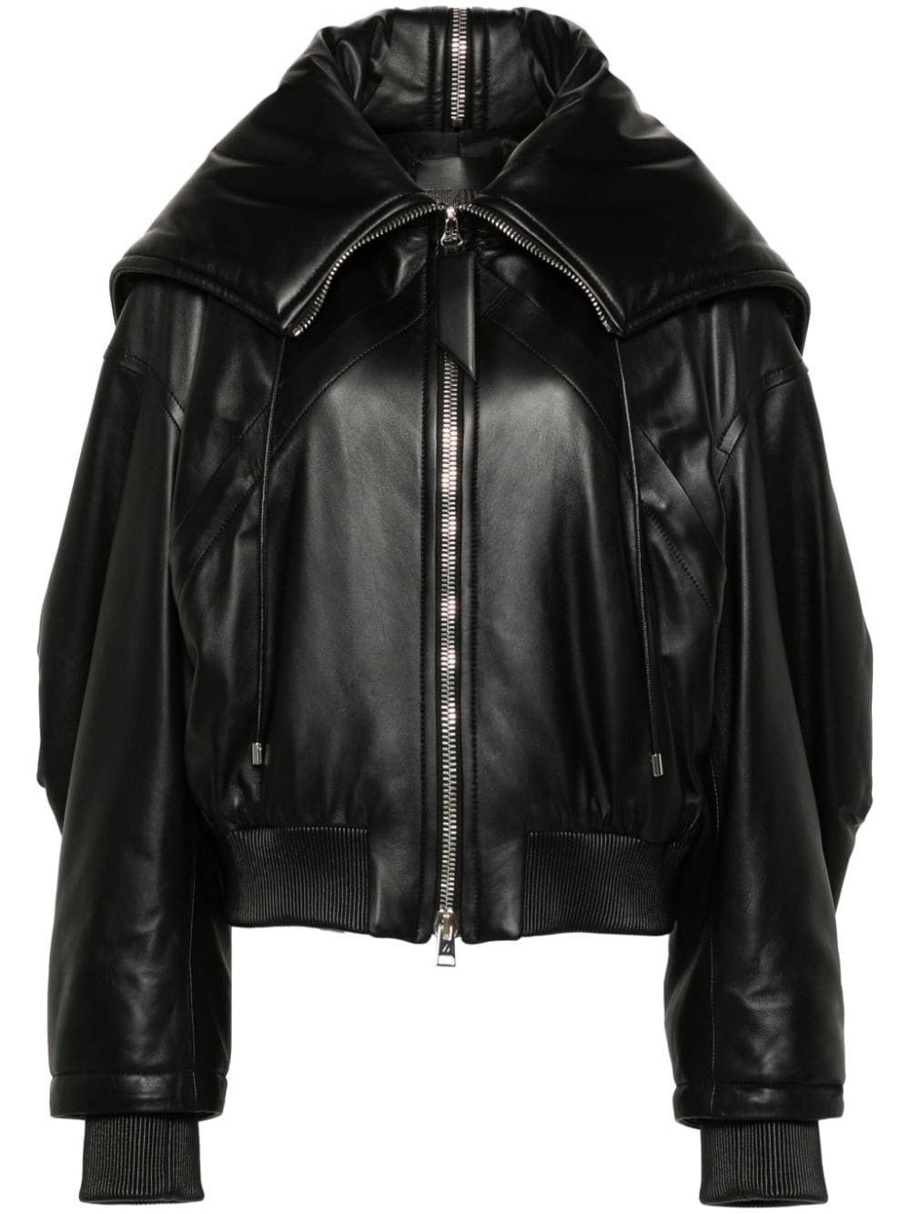The Attico LEATHER BOMBER JACKET Size S / US 4 / IT 40 - 1 Thumbnail