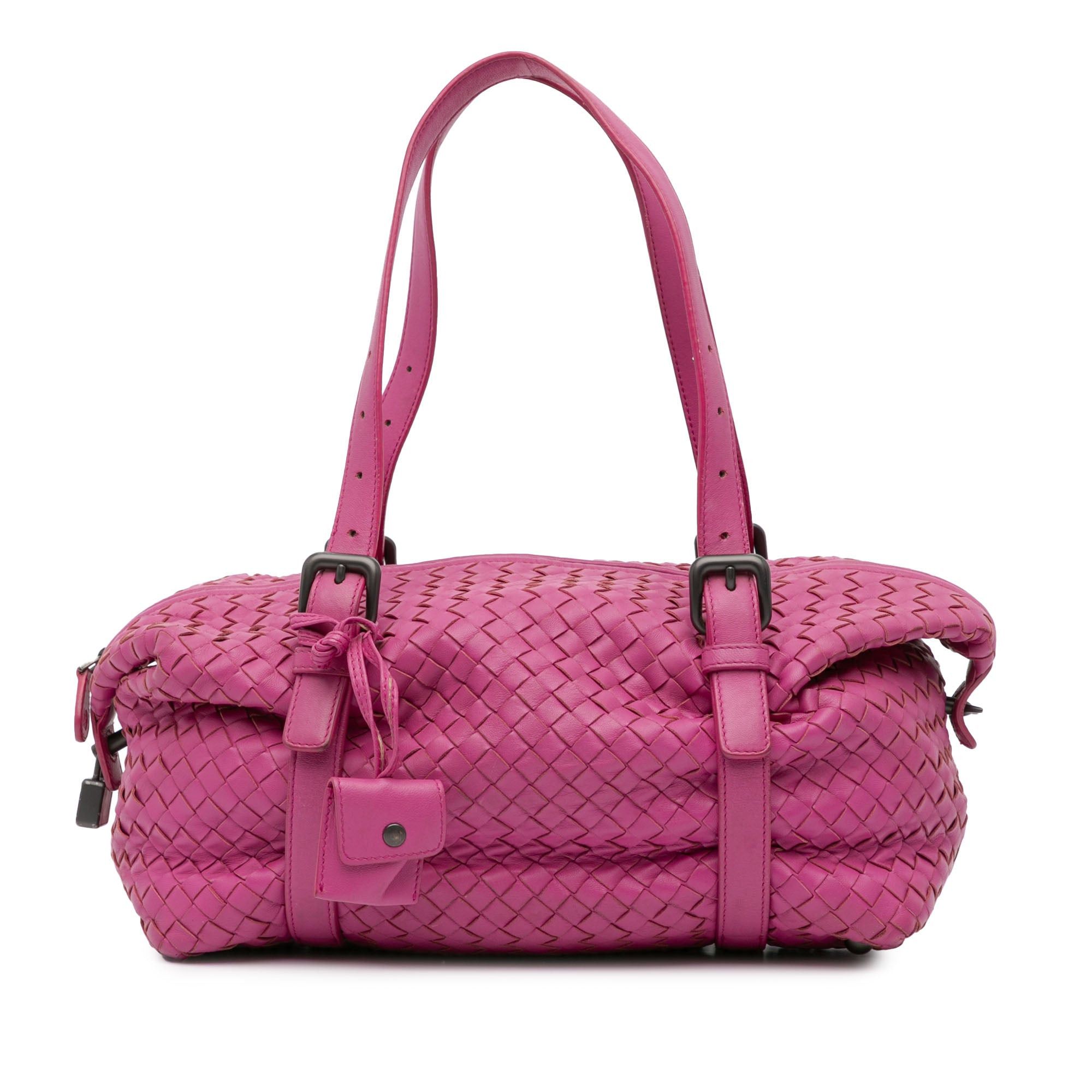 Bottega Veneta Nappa Intrecciato Montaigne Shoulder Bag Pink