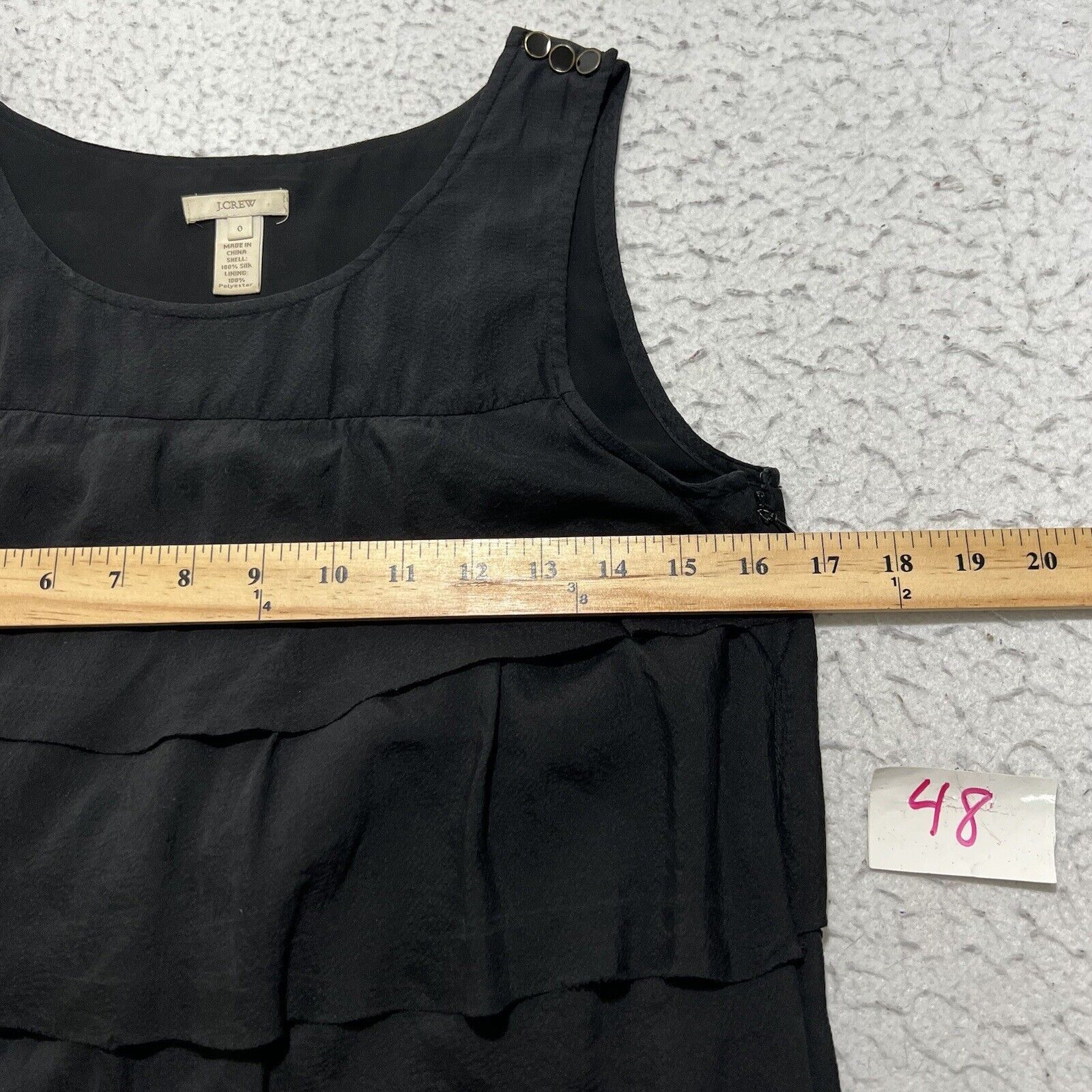 J.Crew J. Crew Silk Tiered Ruffled Tank Top Sleeveless Black Size XS / US 0-2 / IT 36-38 - 5 Thumbnail