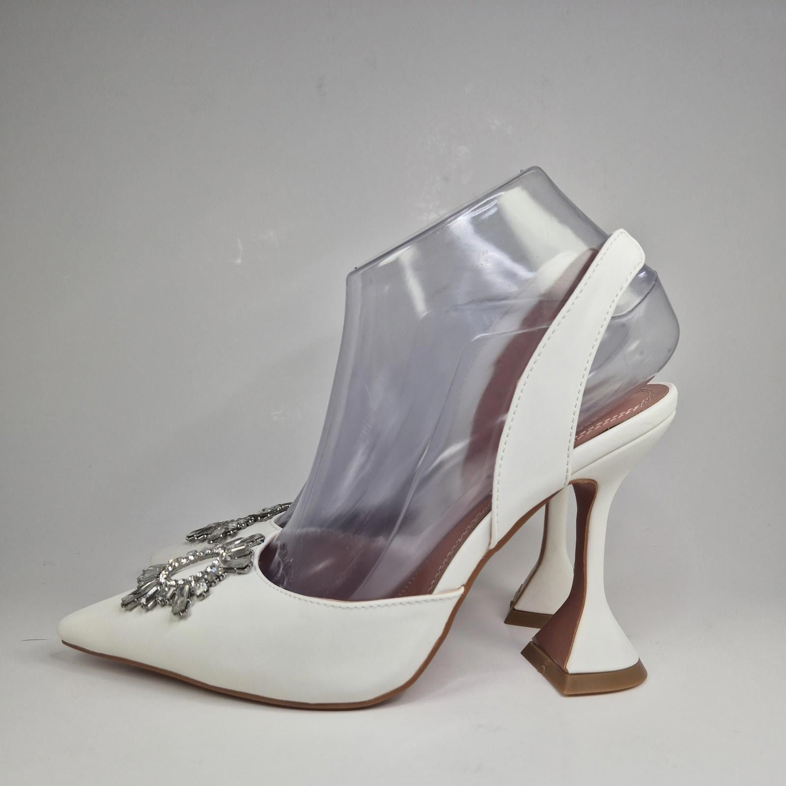 Other MICXKLZO Heel Women's Sz 7.5 White Party Slingback Shoes NIB Size US 7.5 / IT 37.5 - 1 Thumbnail