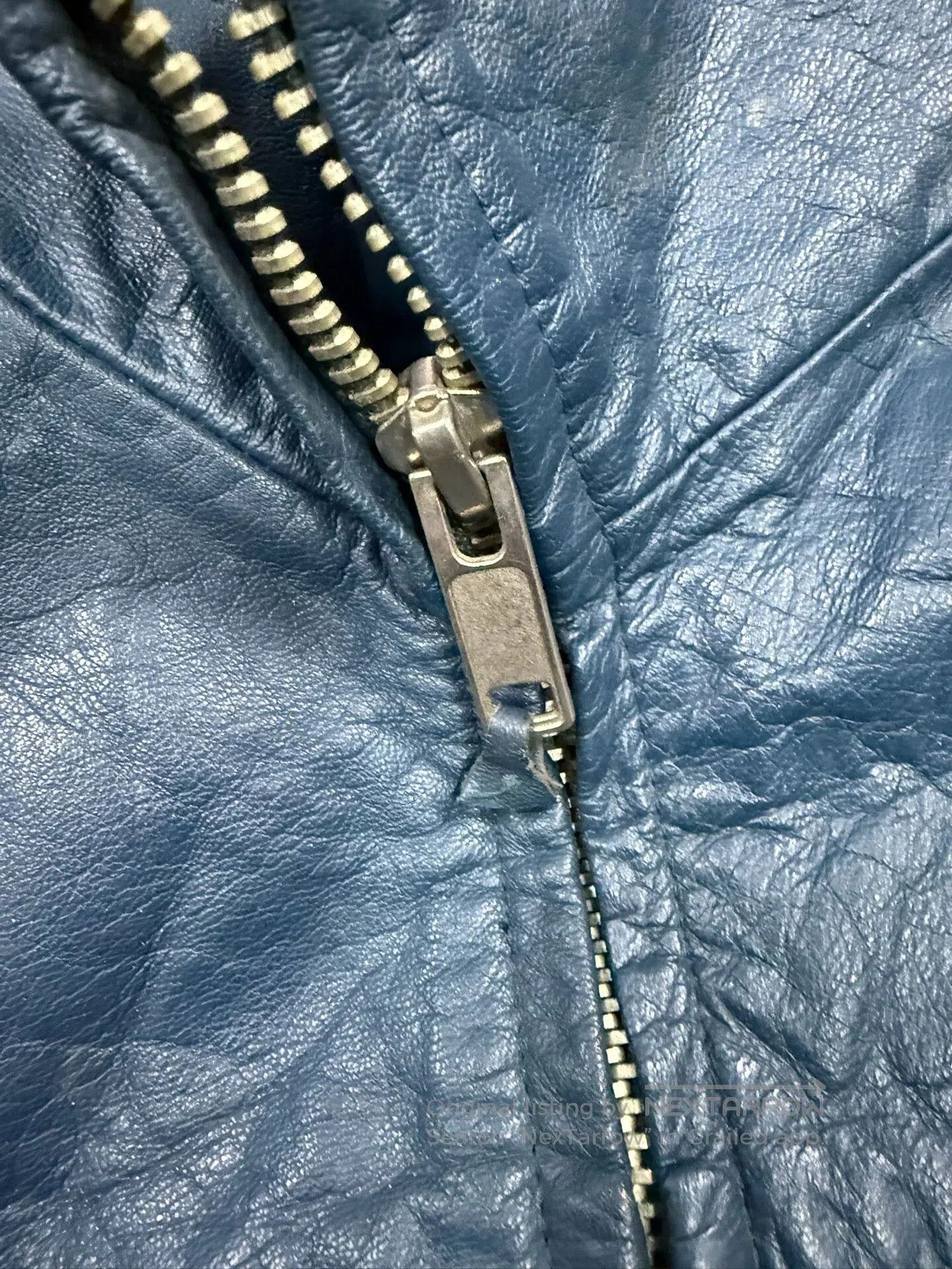 Other Blue Leather Motorcycle Jacket for Autumn. Size US M / EU 48-50 / 2 - 5 Thumbnail