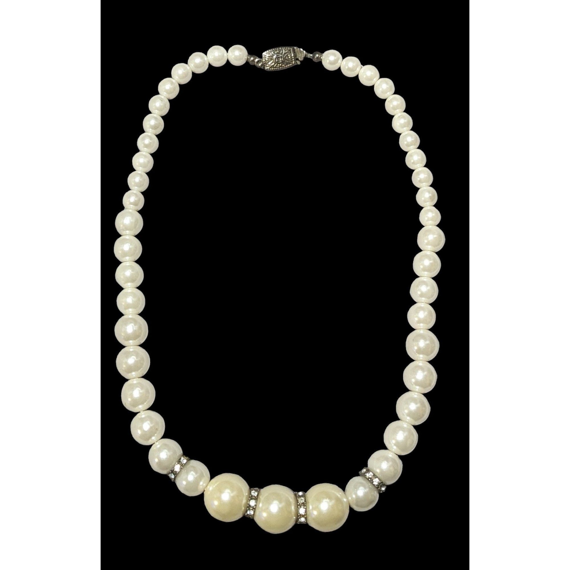 Other Graduated Faux Pearl Rhinestone Necklace Size ONE SIZE - 1 Thumbnail