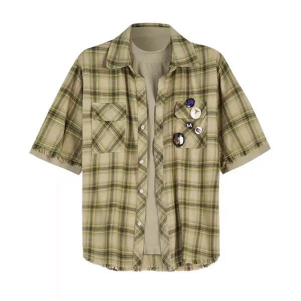 VIBE Brown Plaid Loose Casual Plaid Shirt Size US M / EU 48-50 / 2 - 7 Thumbnail