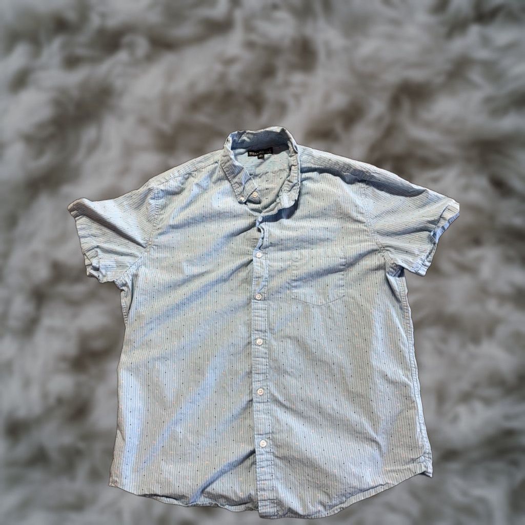 J.Crew J.Crew Mercantile Shirt Button-Down XL Blue Stripe Dots Men Short Sleeve Button-Up 2056 Size US XL / EU 56 / 4 - 1 Thumbnail