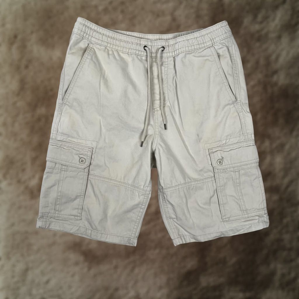 Mossimo VINTAGE Mossimo Supply Co Cargo Shorts Mens S Beige Elastic Waist Y2K Size US 29 - 1 Thumbnail