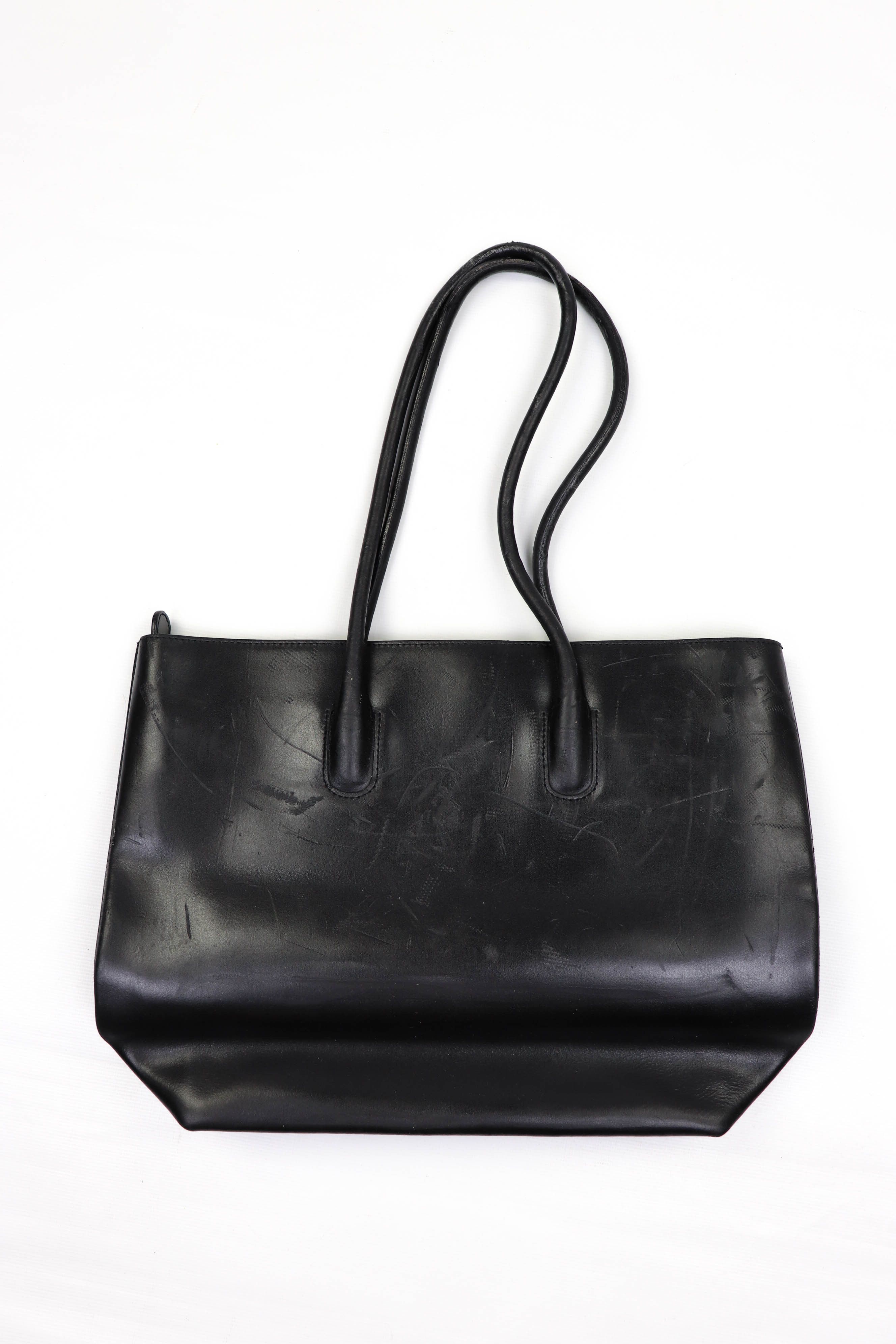 Furla FURLA Vintage Distressed Black Leather Hand Shoulder Bag Size ONE SIZE - 2 Thumbnail