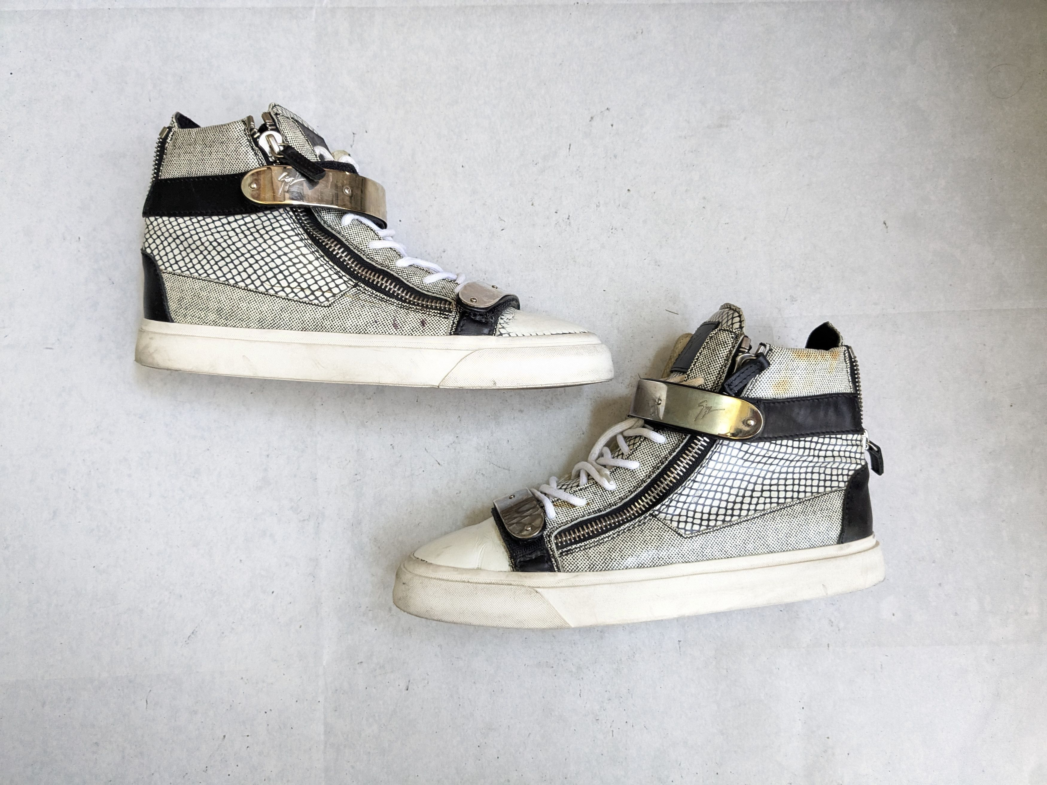 Giuseppe Zanotti Giuseppe Zanotti Sneakers Black White 10 43 High Top Leather Size US 10 / EU 43 - 1 Thumbnail