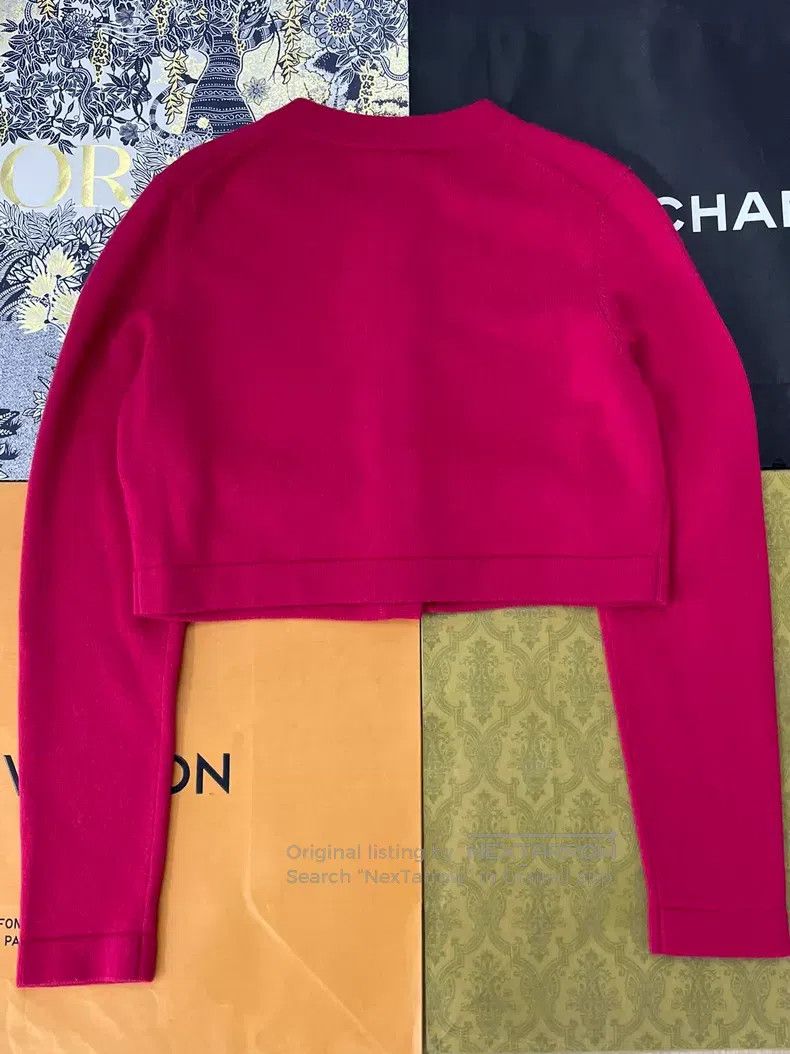 Chanel Chanel Rose-red multi-element button cashmere cardigan coa Size XS / US 0-2 / IT 36-38 - 4 Thumbnail