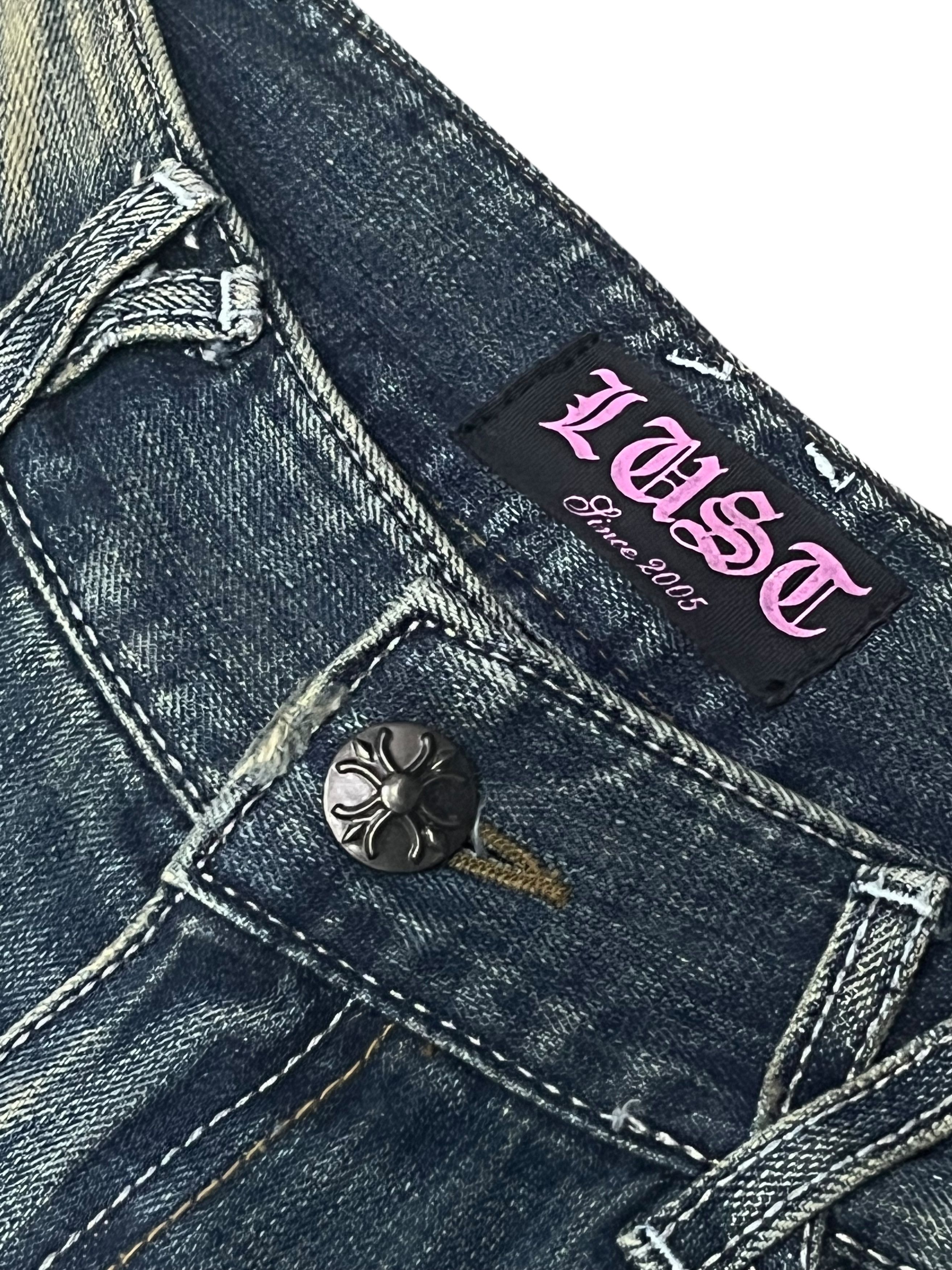 Japanese Brand LUSC Distressed Flare Jeans Patchwork, Ripped, Raw Hem Rare Size 28" / US 6 / IT 42 - 18 Thumbnail