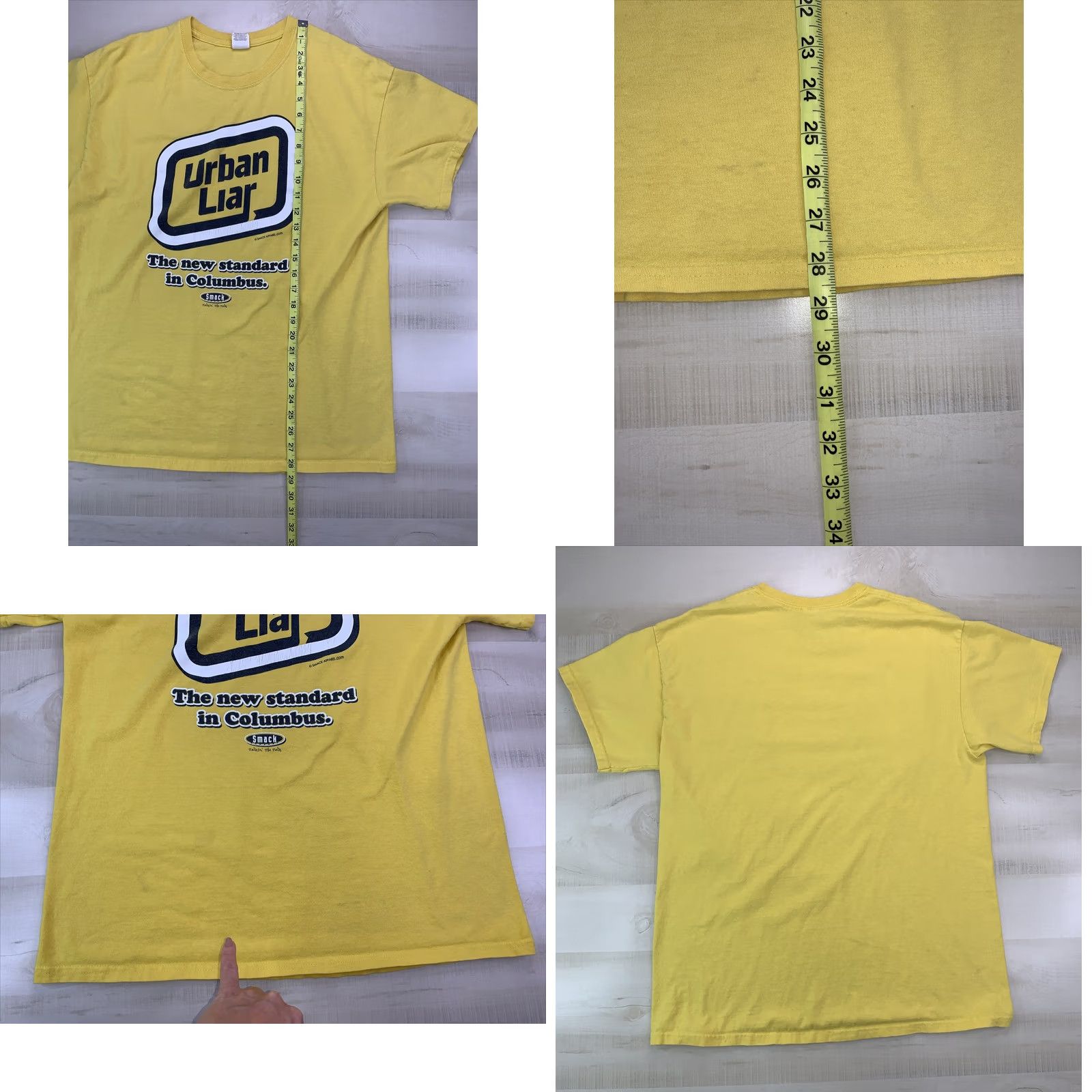 Gildan Y2K Urban Liar Smack Apparel Mens T-Shirt-12005 Adult/L Large Yellow Graphic Crew Neck Short Sleeve Vintage/Pre Owned Mens Size US L / EU 52-54 / 3 - 8 Thumbnail